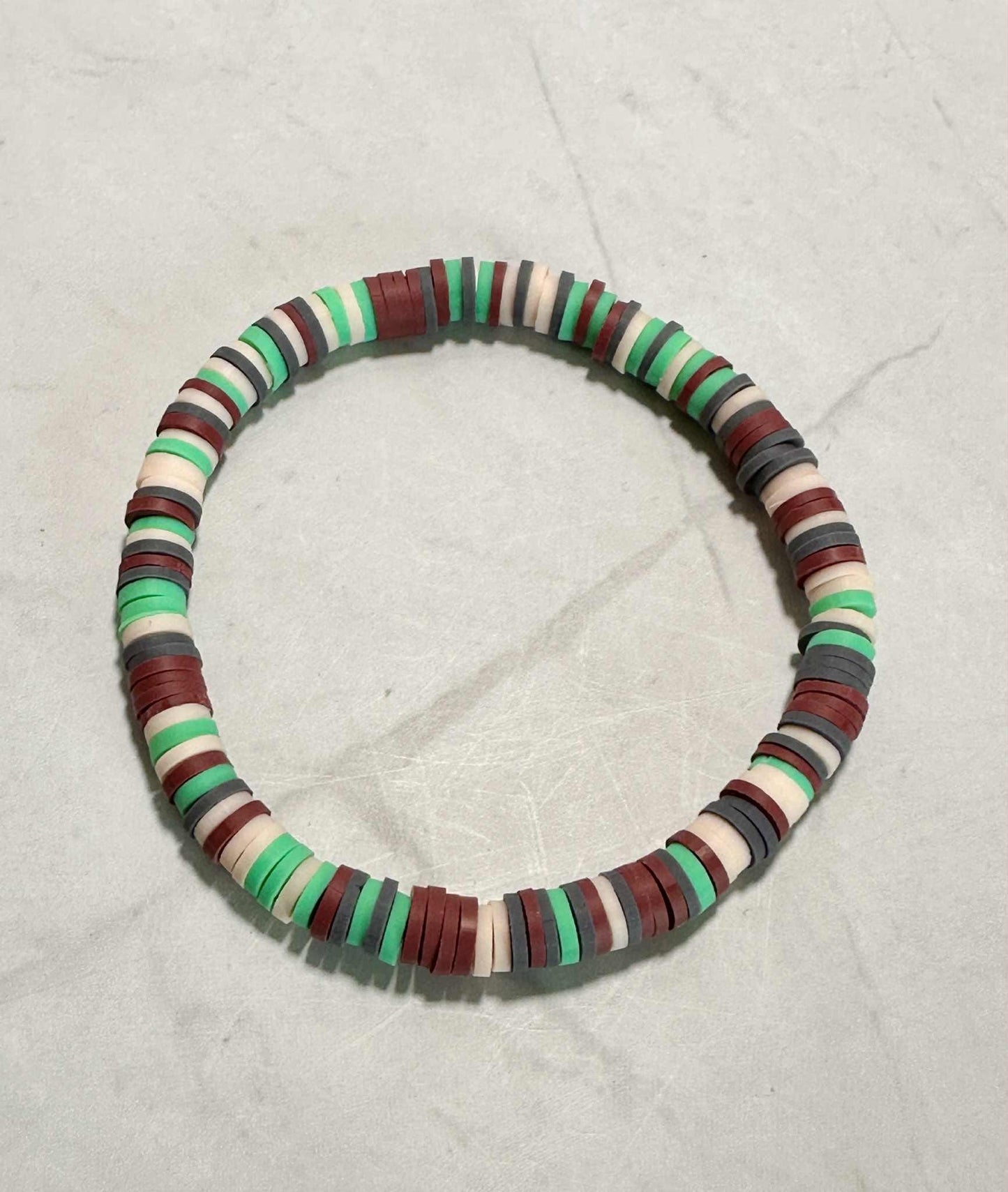 Single Strand Ivory Clay Heishi Bead Bracelet