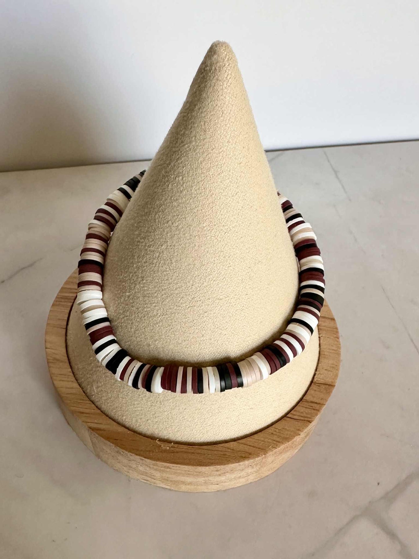 Single Strand Burgundy Heishi Clay Beaded Bracelet