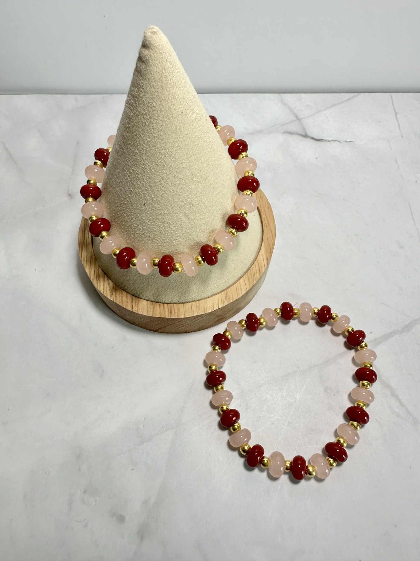 Sunset Beaded Wine Glass Bracelet: Colorful Rondelle Beads, Stretch Bracelet