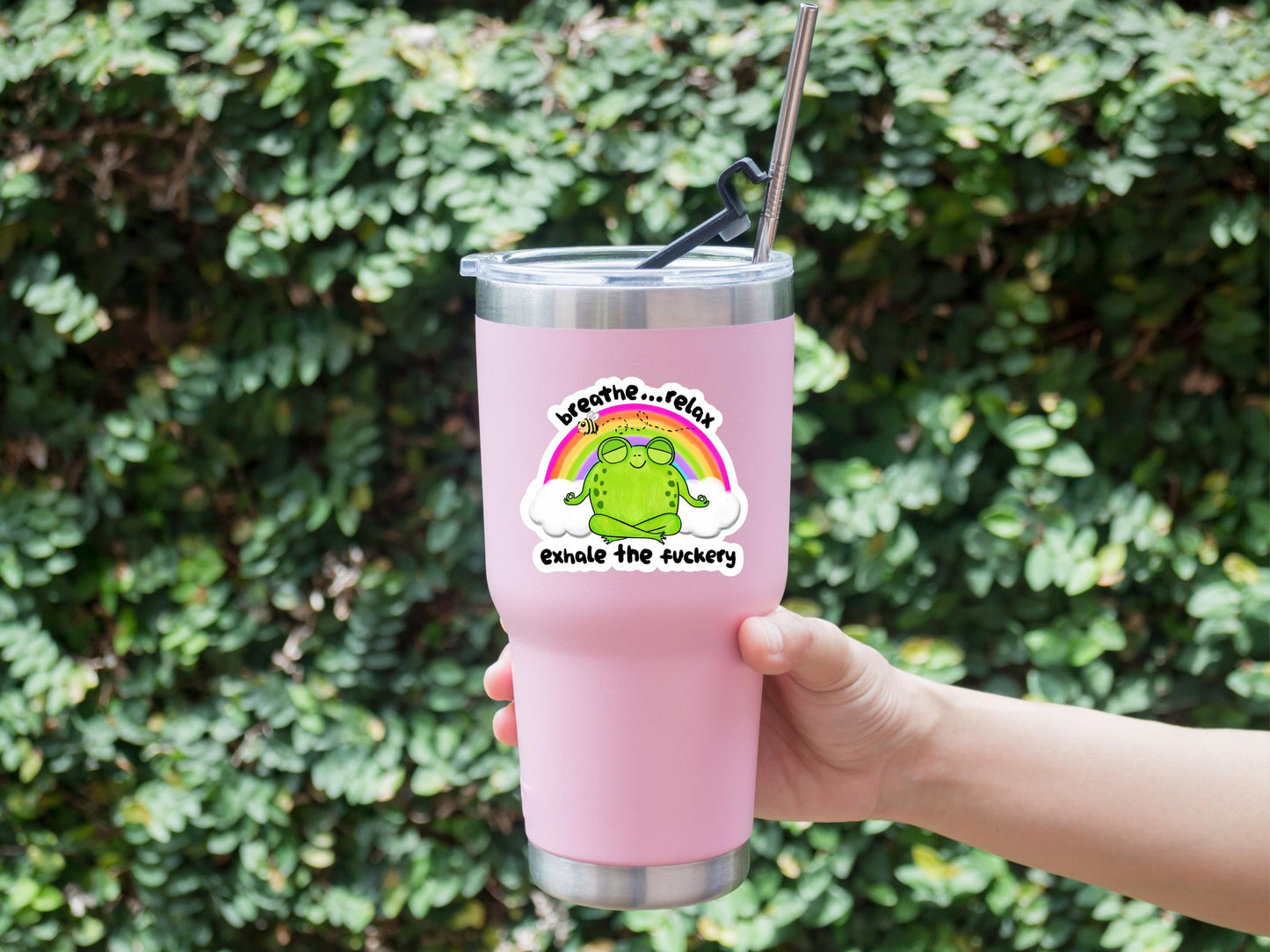 Breathe Relax Exhale The Fuckery Frog Sticker