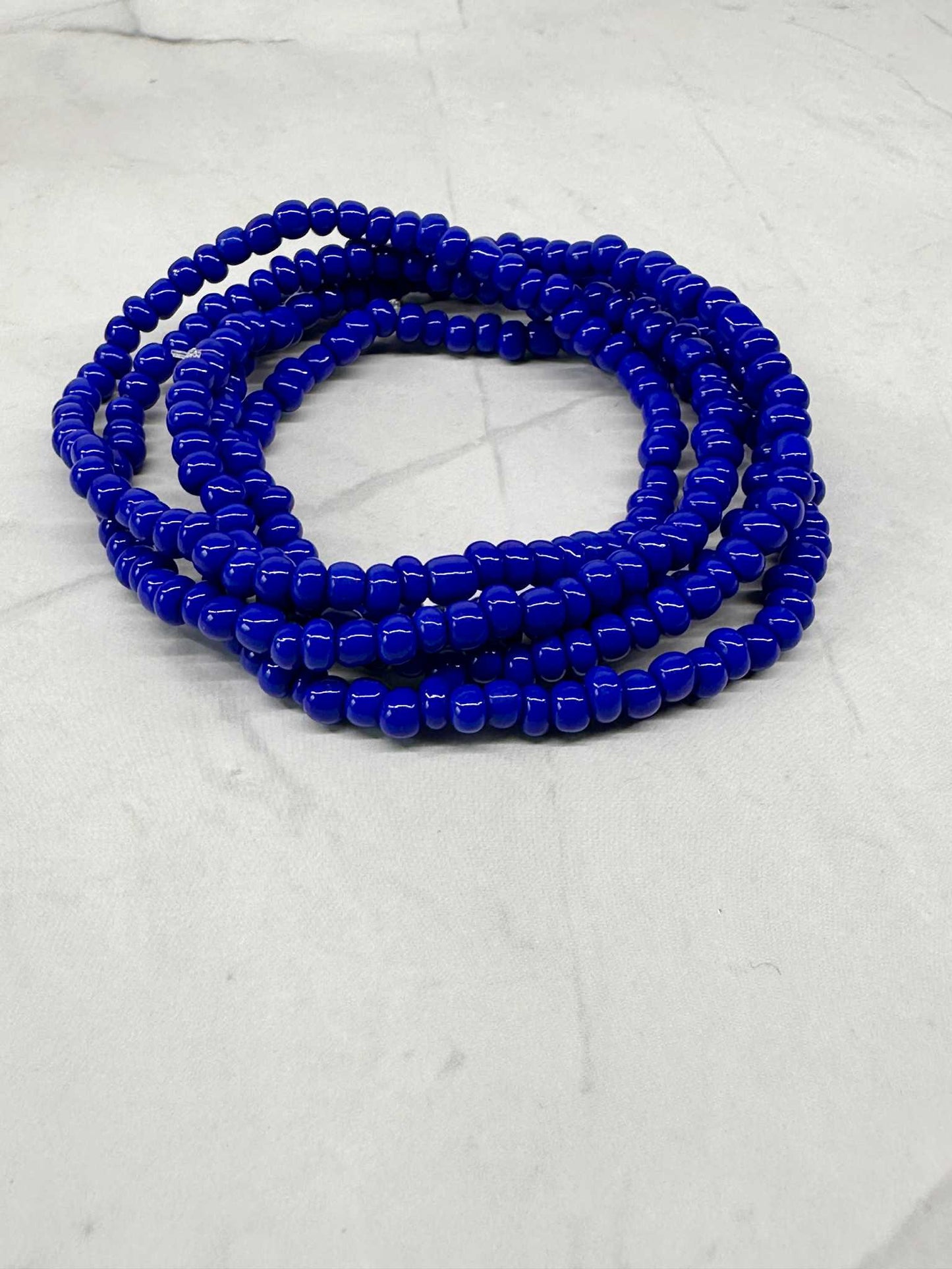 Single Strand Royal Blue Seed Bead Stretch Bracelet