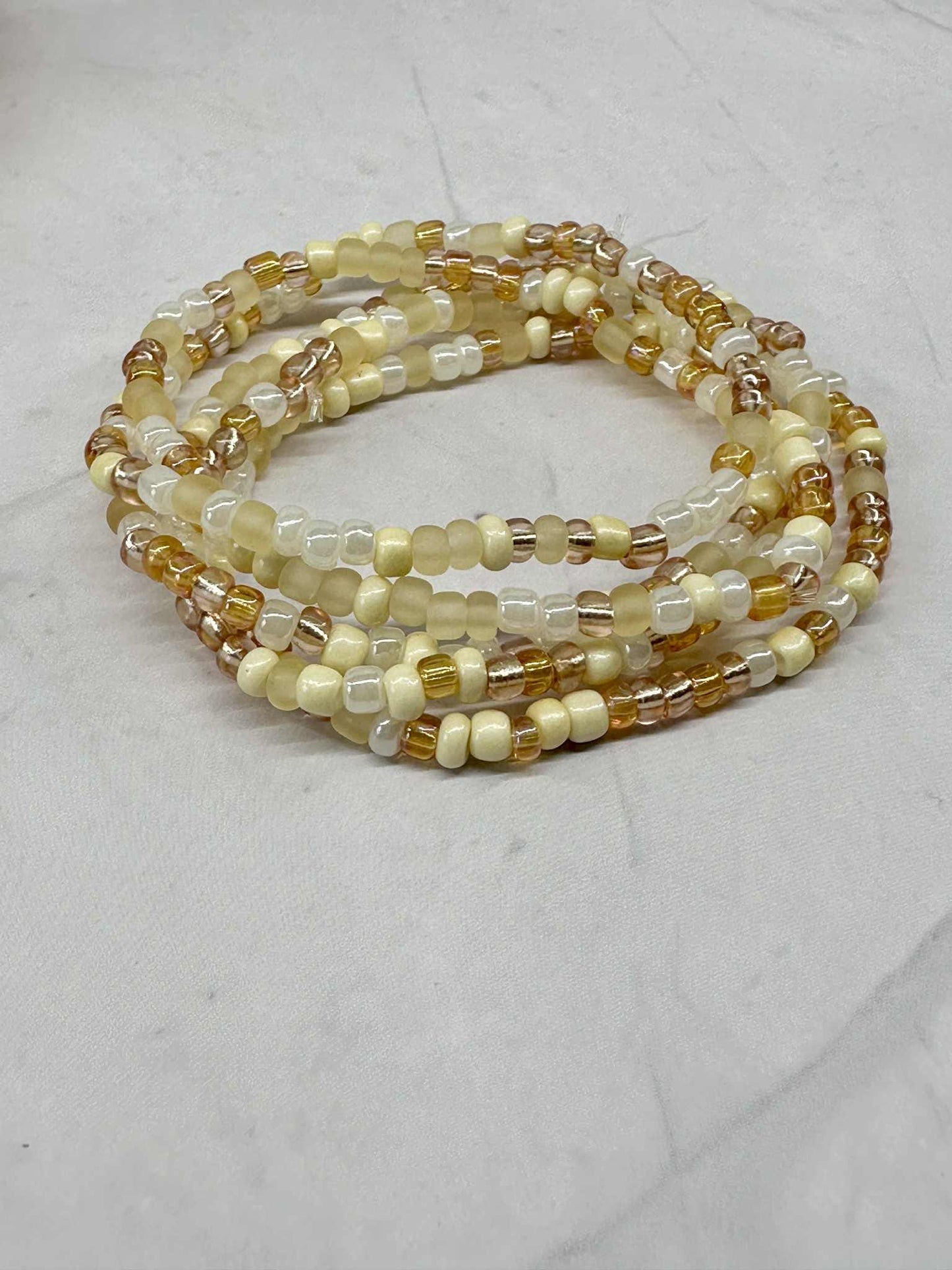 Single Strand Buttercream Multi Seed Bead Bracelet