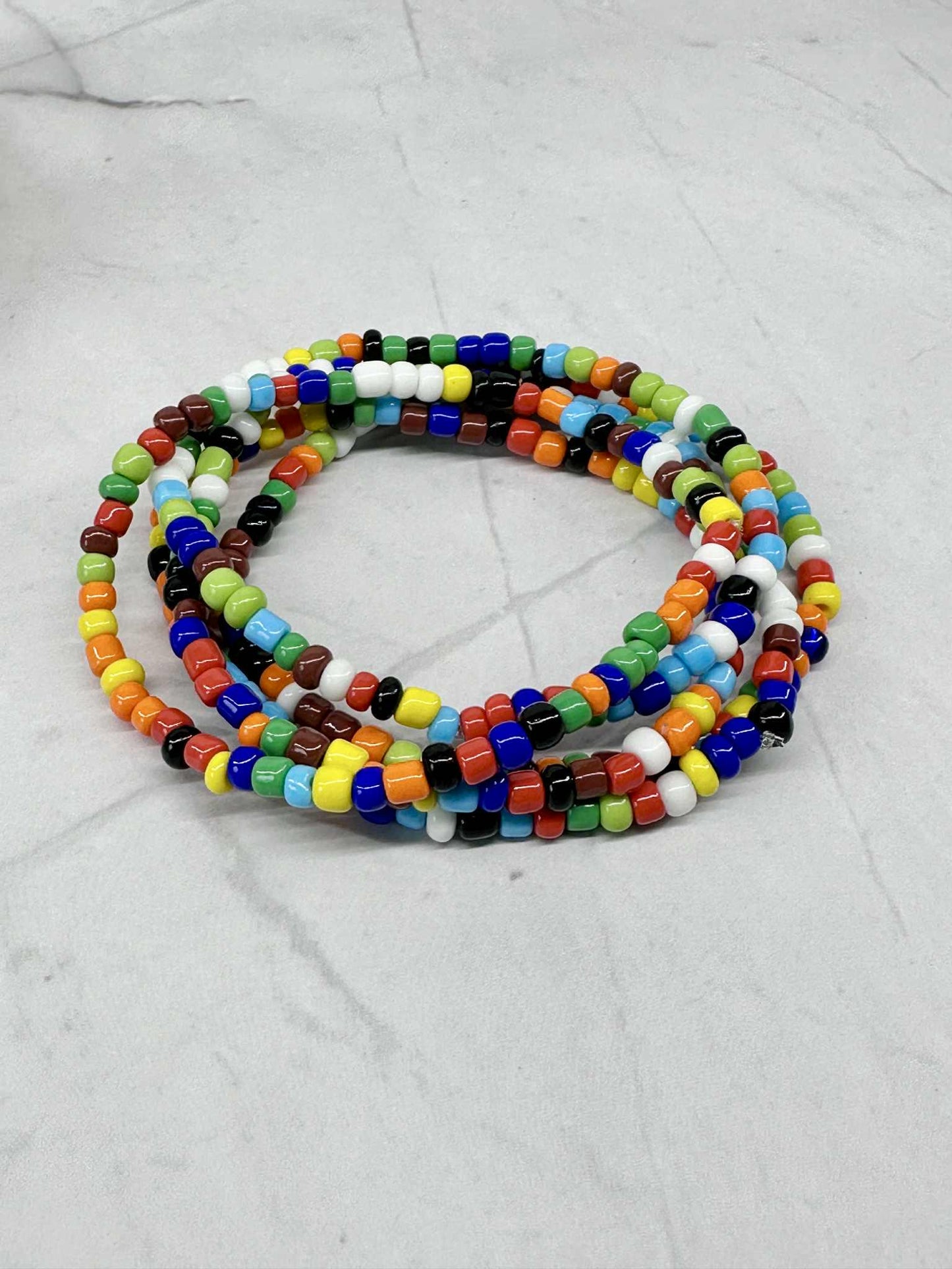 Single Strand Multi Color Seed Bead Stretch Bracelet