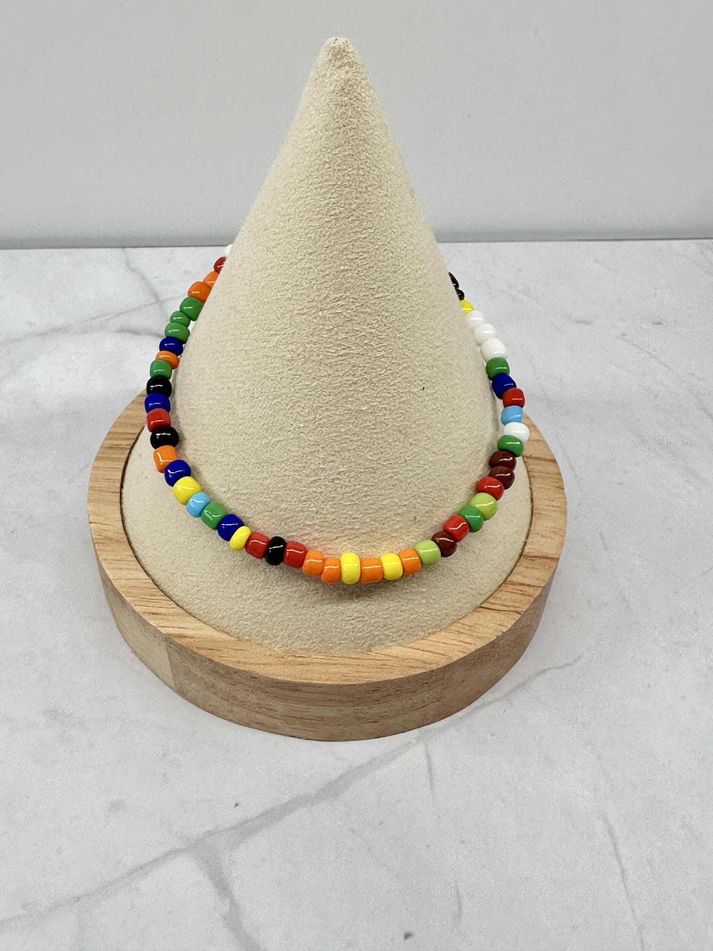 Single Strand Multi Color Seed Bead Stretch Bracelet