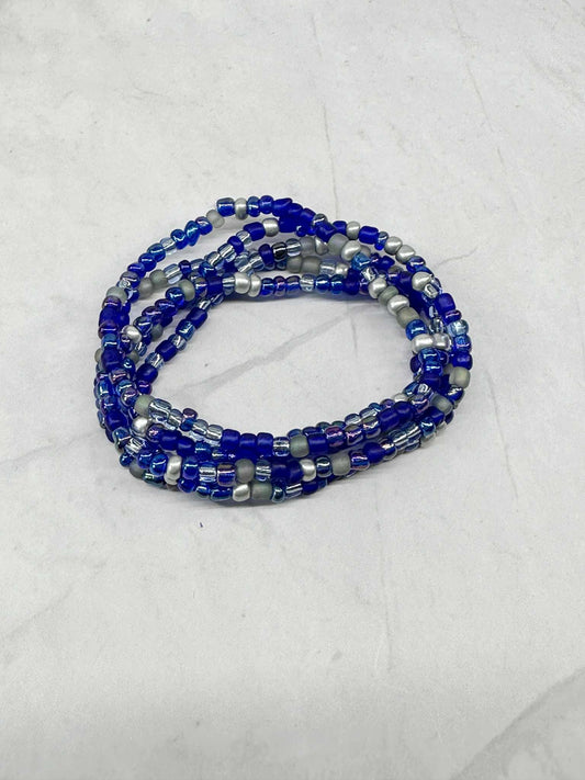 Single Strand Multi Blue Seed Bead Bracelet