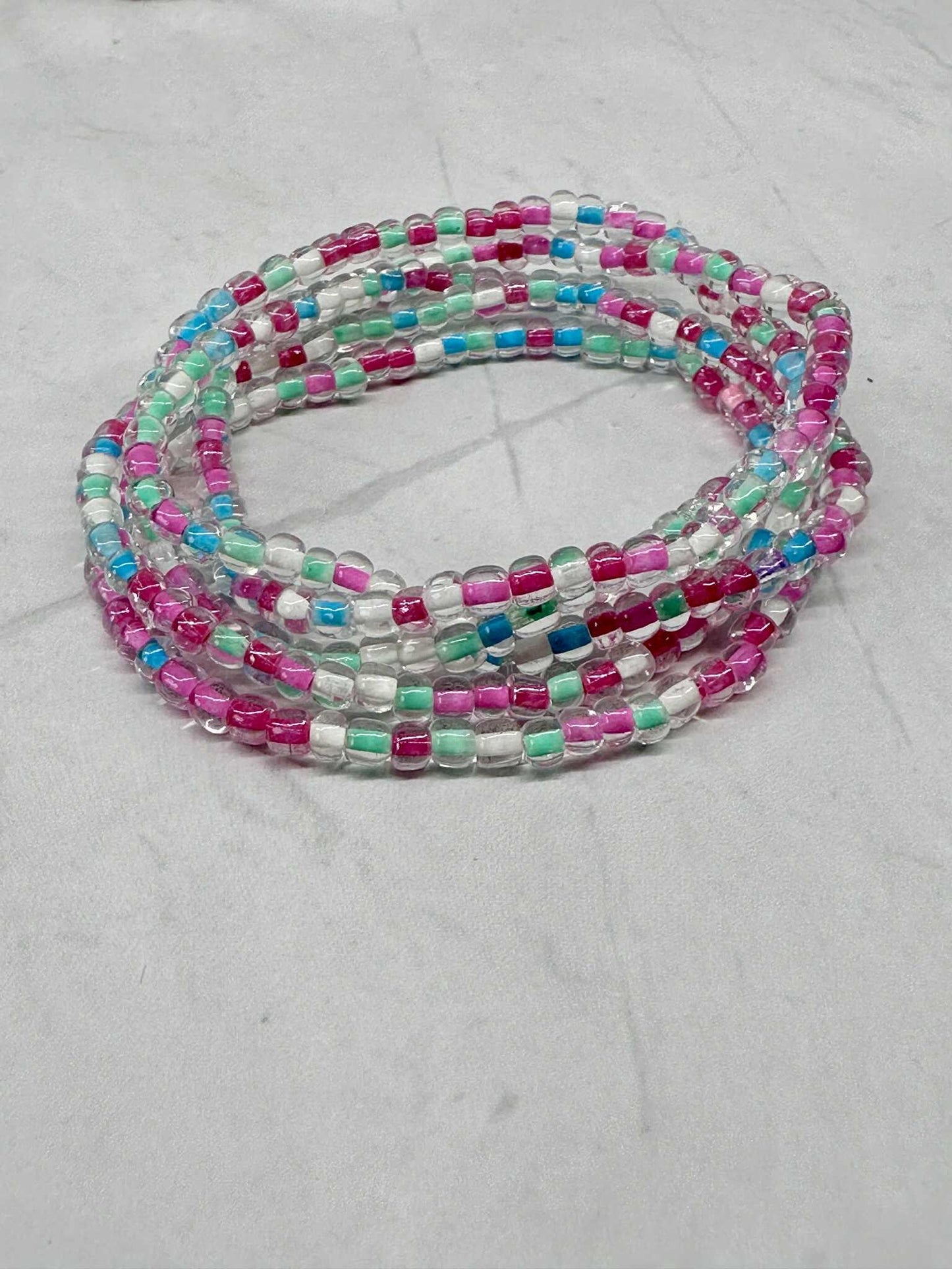 Single Strand Multi Spring Garden Seed Bead Stretch Bracelet