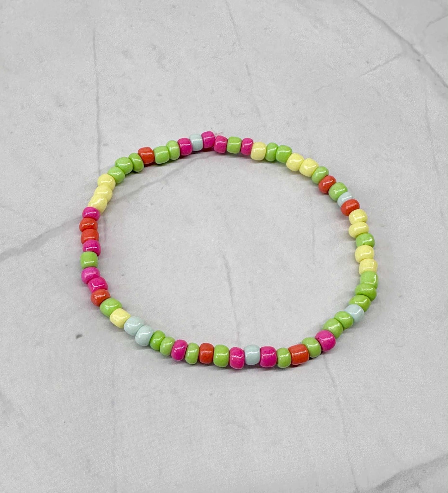 Single Strand Fruity Seed Bead Stretch Bracelet