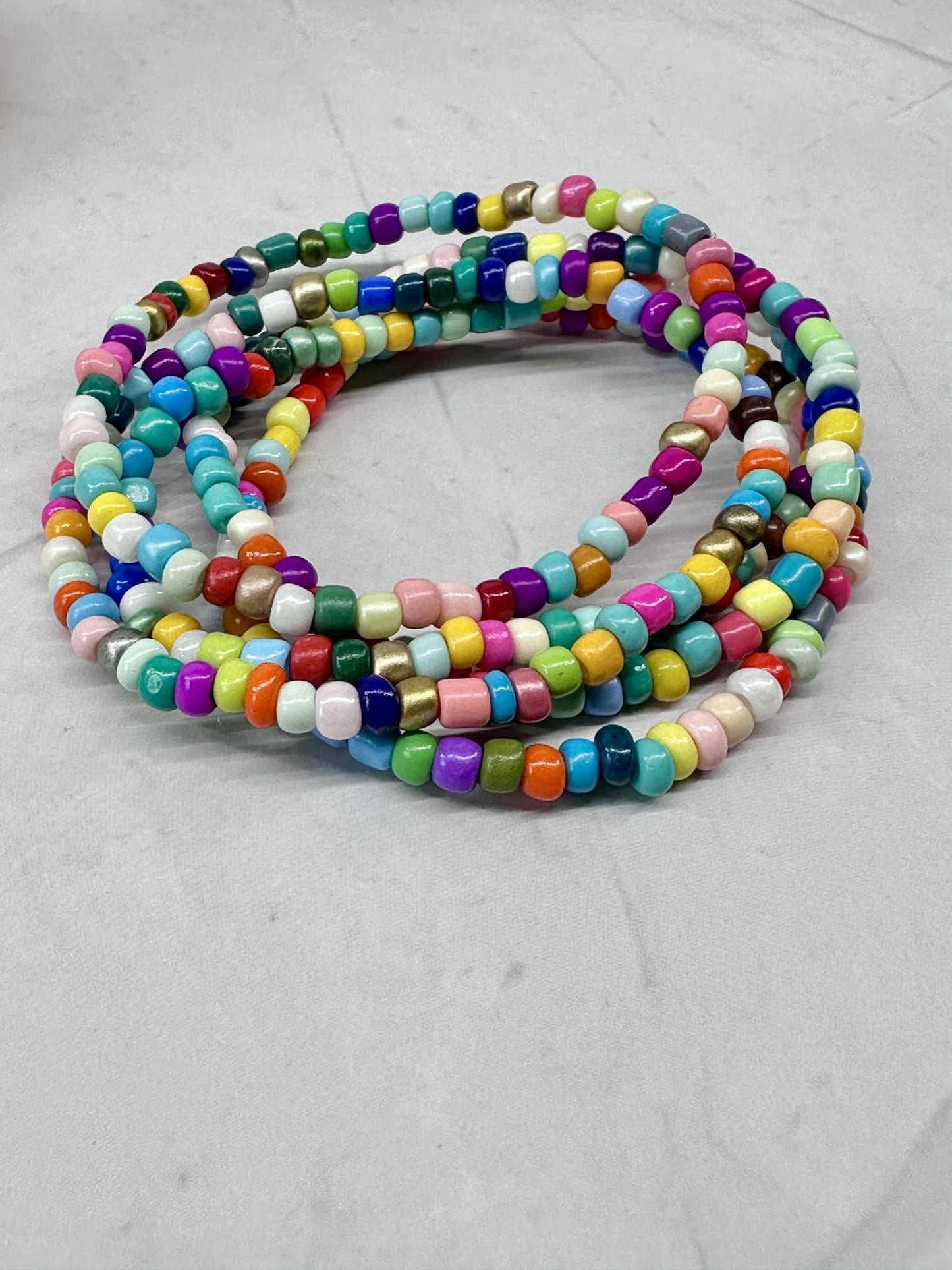 Single Strand Shimmer Rainbow Seed Bead Bracelet