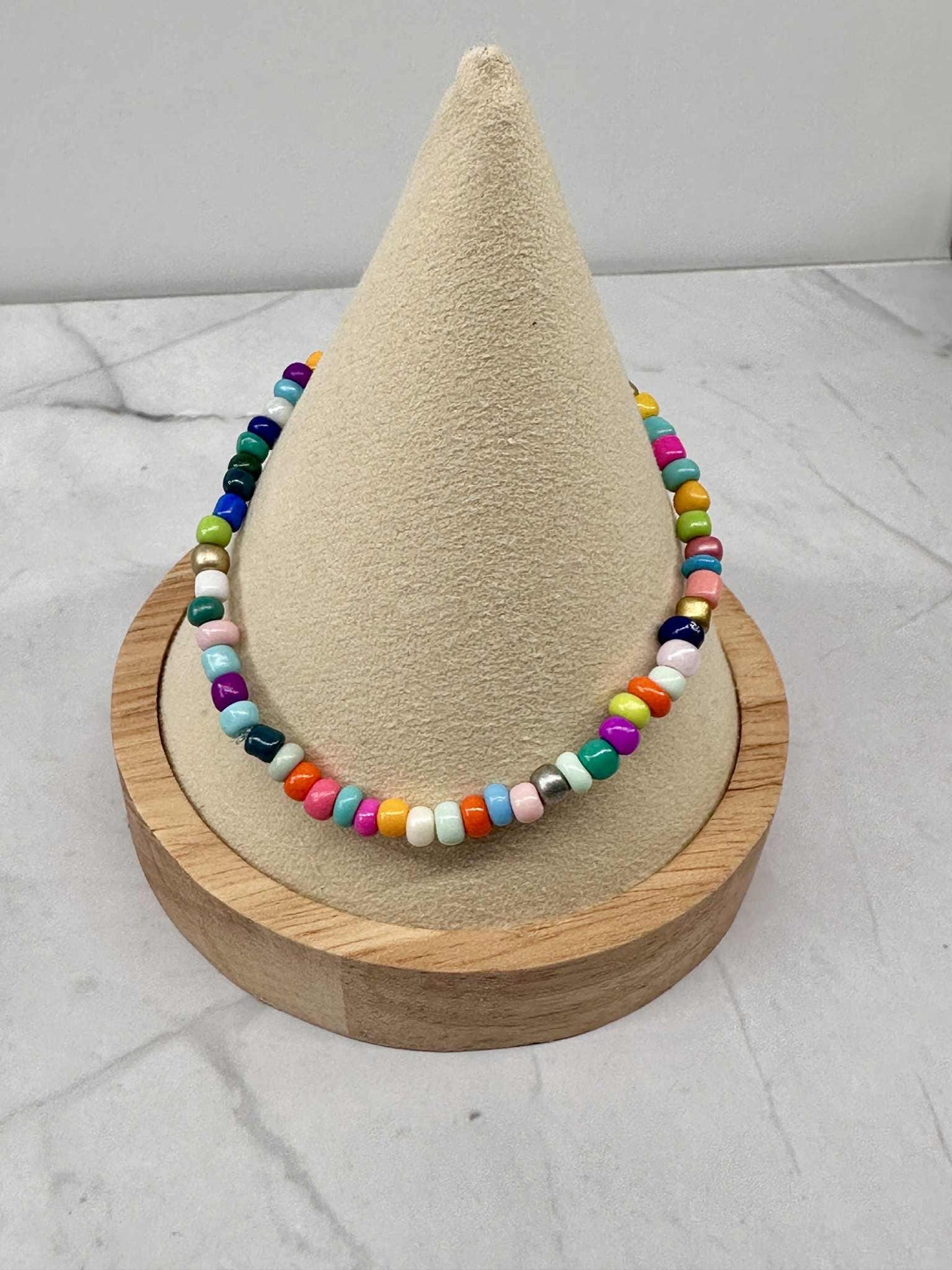 Single Strand Shimmer Rainbow Seed Bead Bracelet