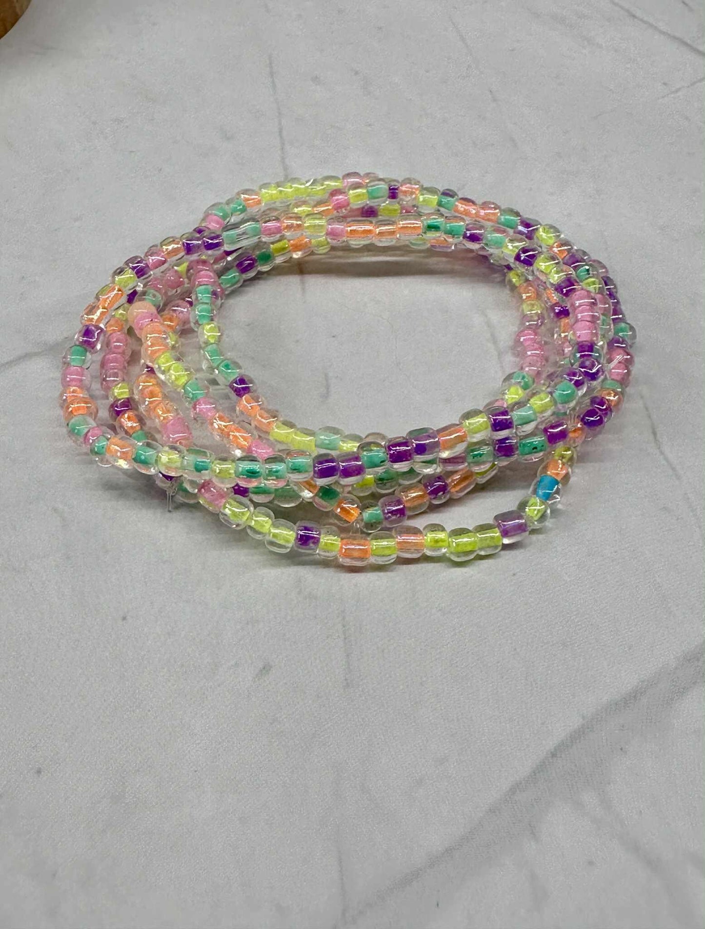 Single Strand Multi Pastel Seed Bead Stretch Bracelet