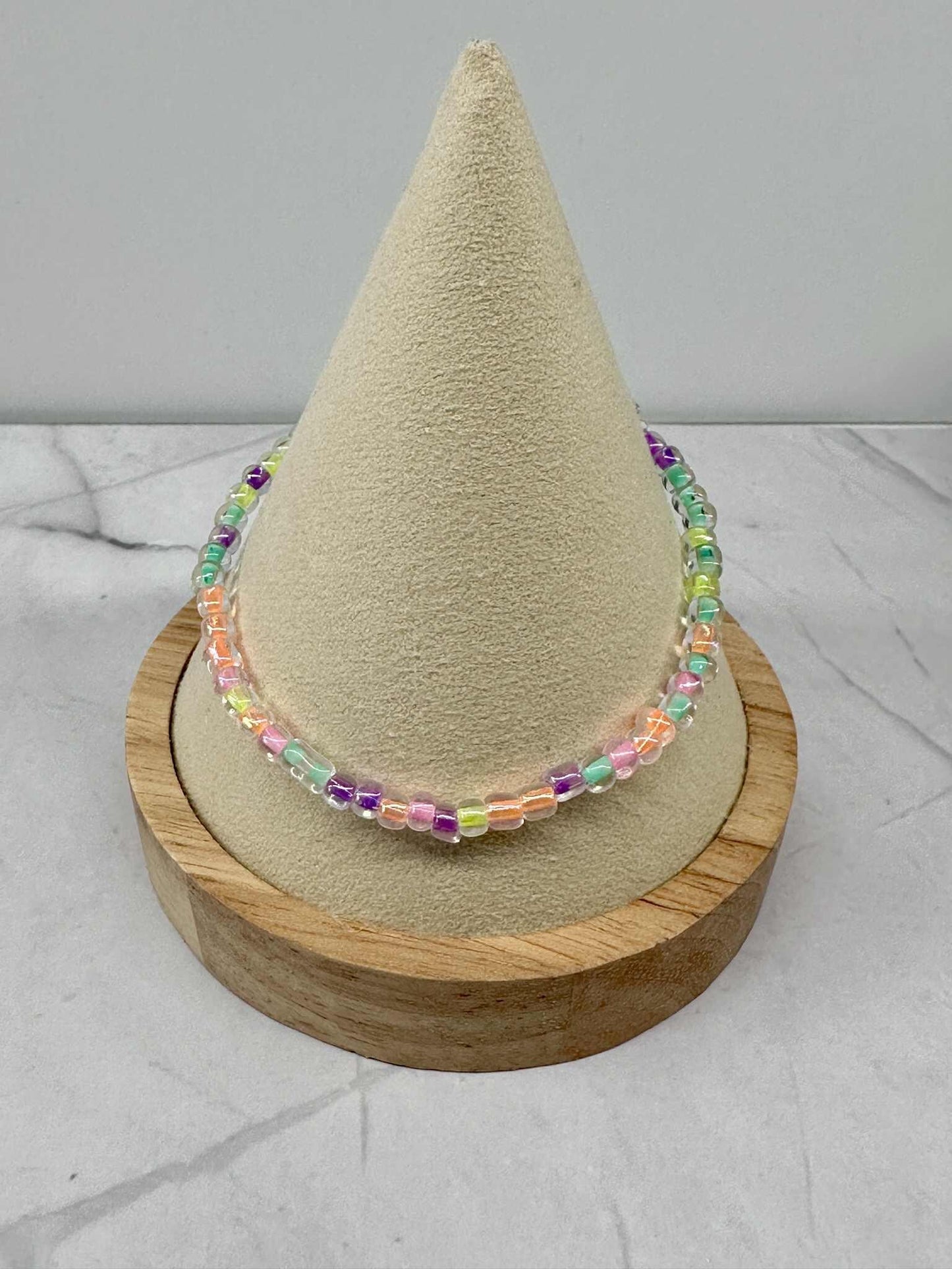 Single Strand Multi Pastel Seed Bead Stretch Bracelet