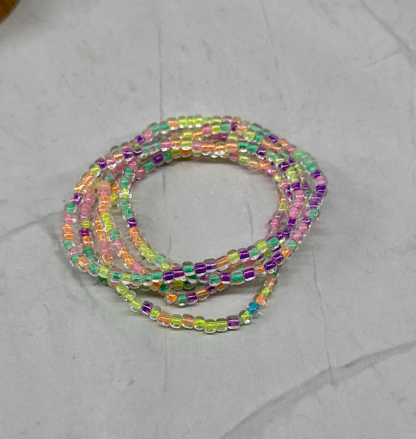 Single Strand Multi Pastel Seed Bead Stretch Bracelet