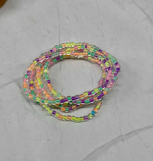 Single Strand Multi Pastel Seed Bead Stretch Bracelet