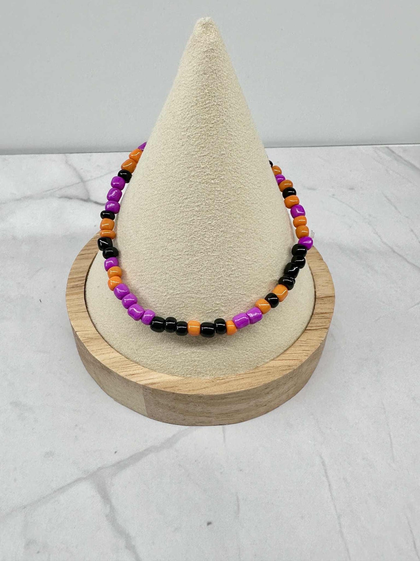 Single Strand Halloween Seed Bead Stretch Bracelet