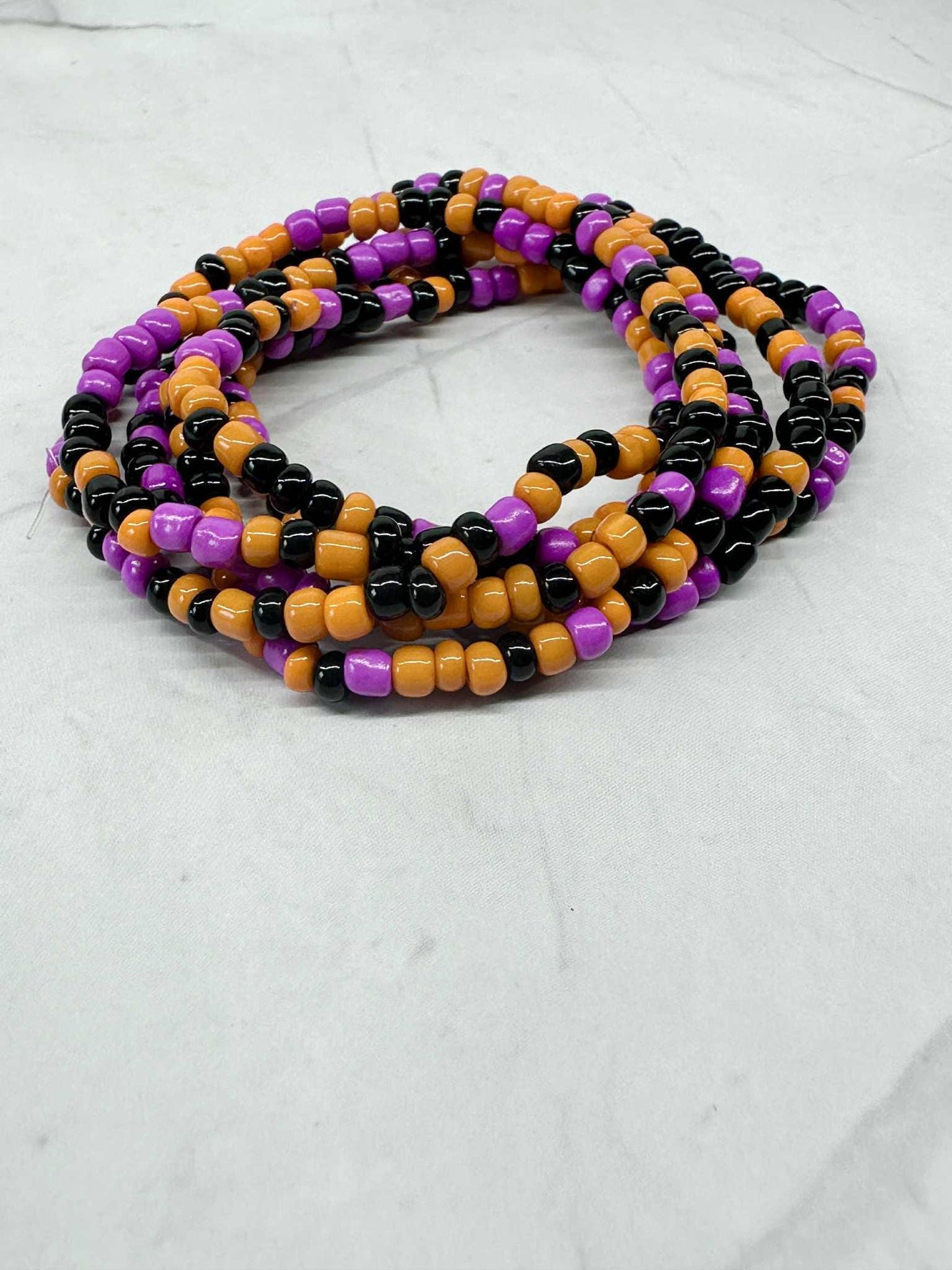 Single Strand Halloween Seed Bead Stretch Bracelet