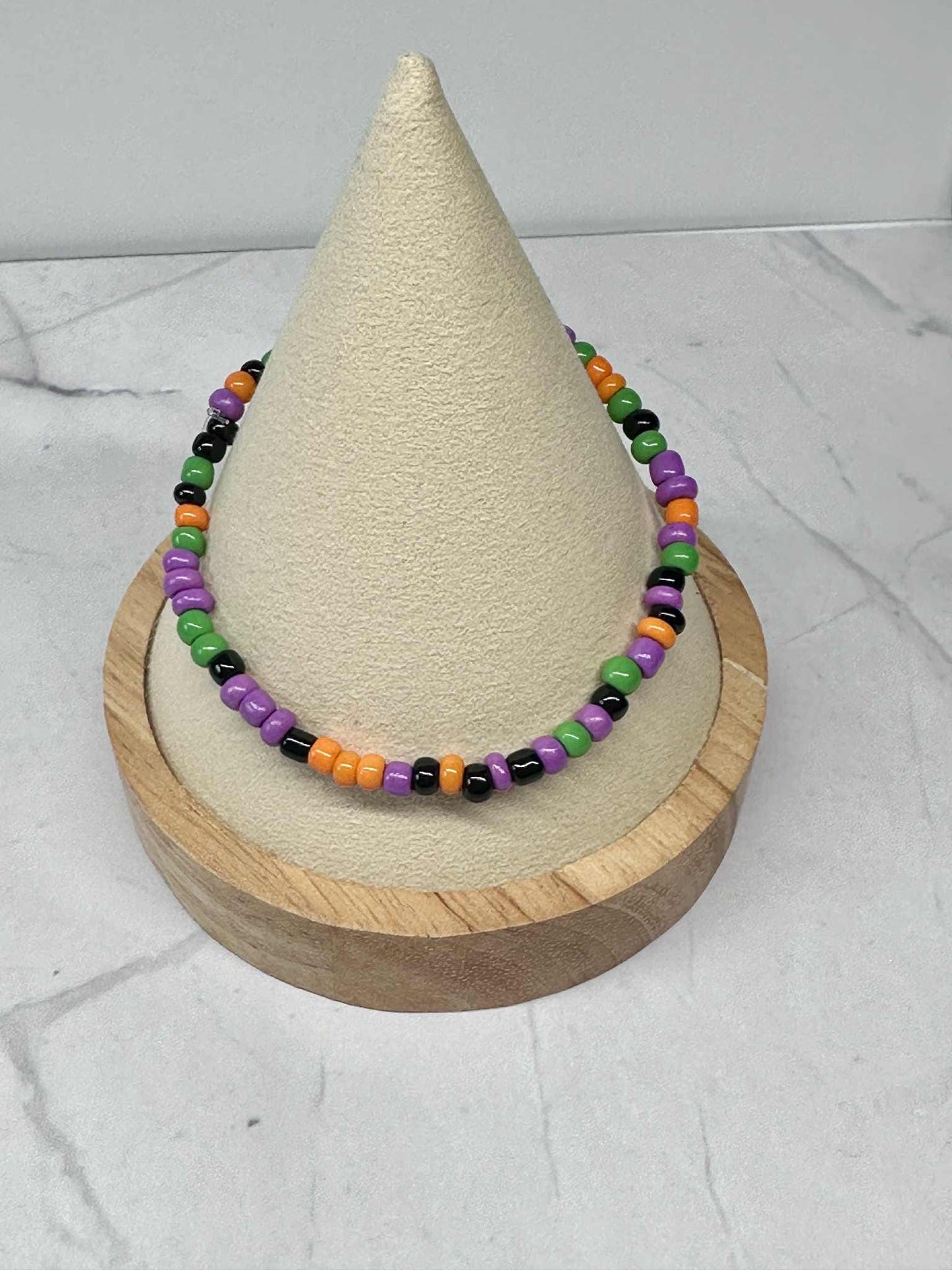 Single Strand Halloween Seed Bead Stretch Bracelet