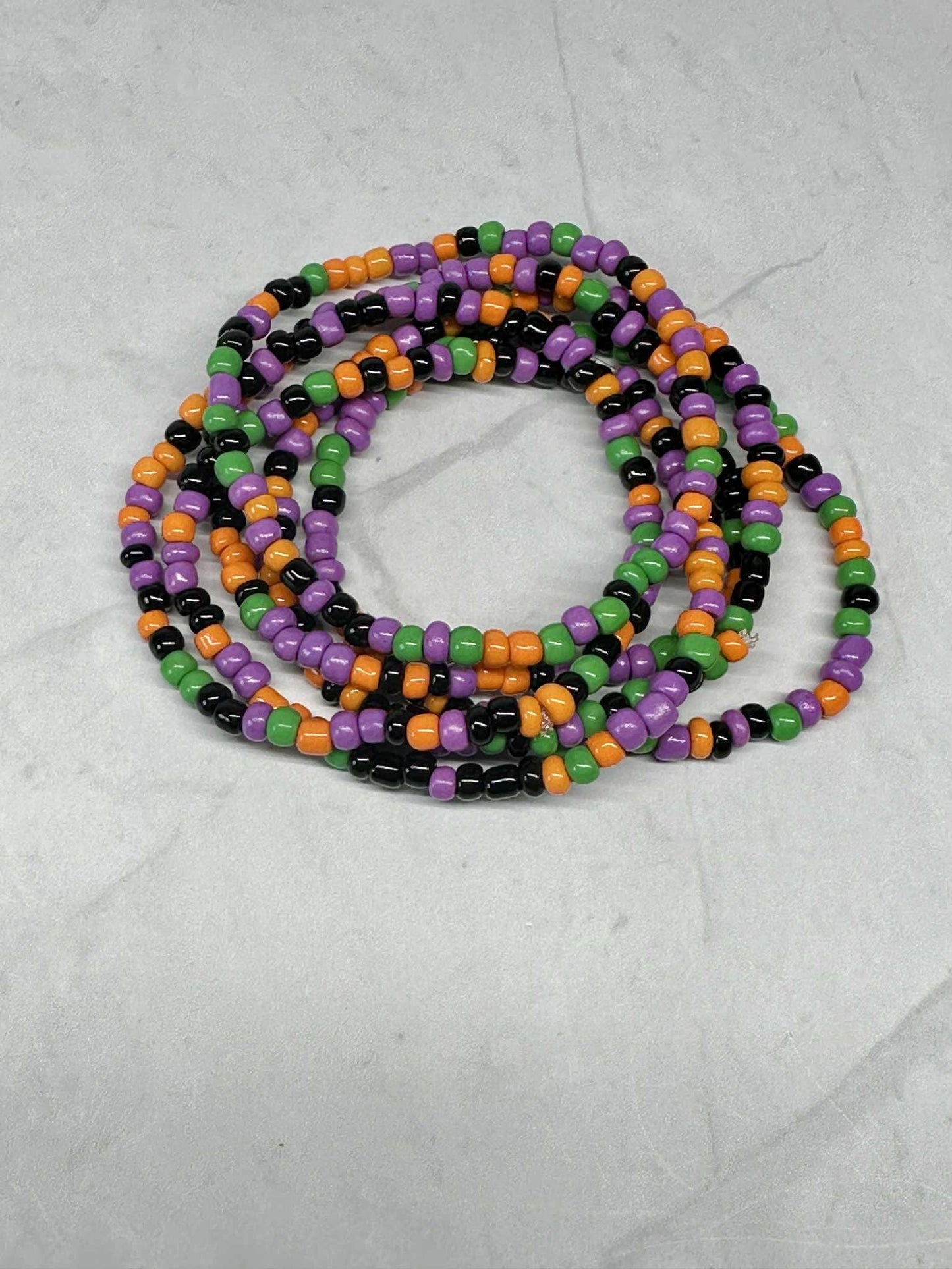 Single Strand Halloween Seed Bead Stretch Bracelet