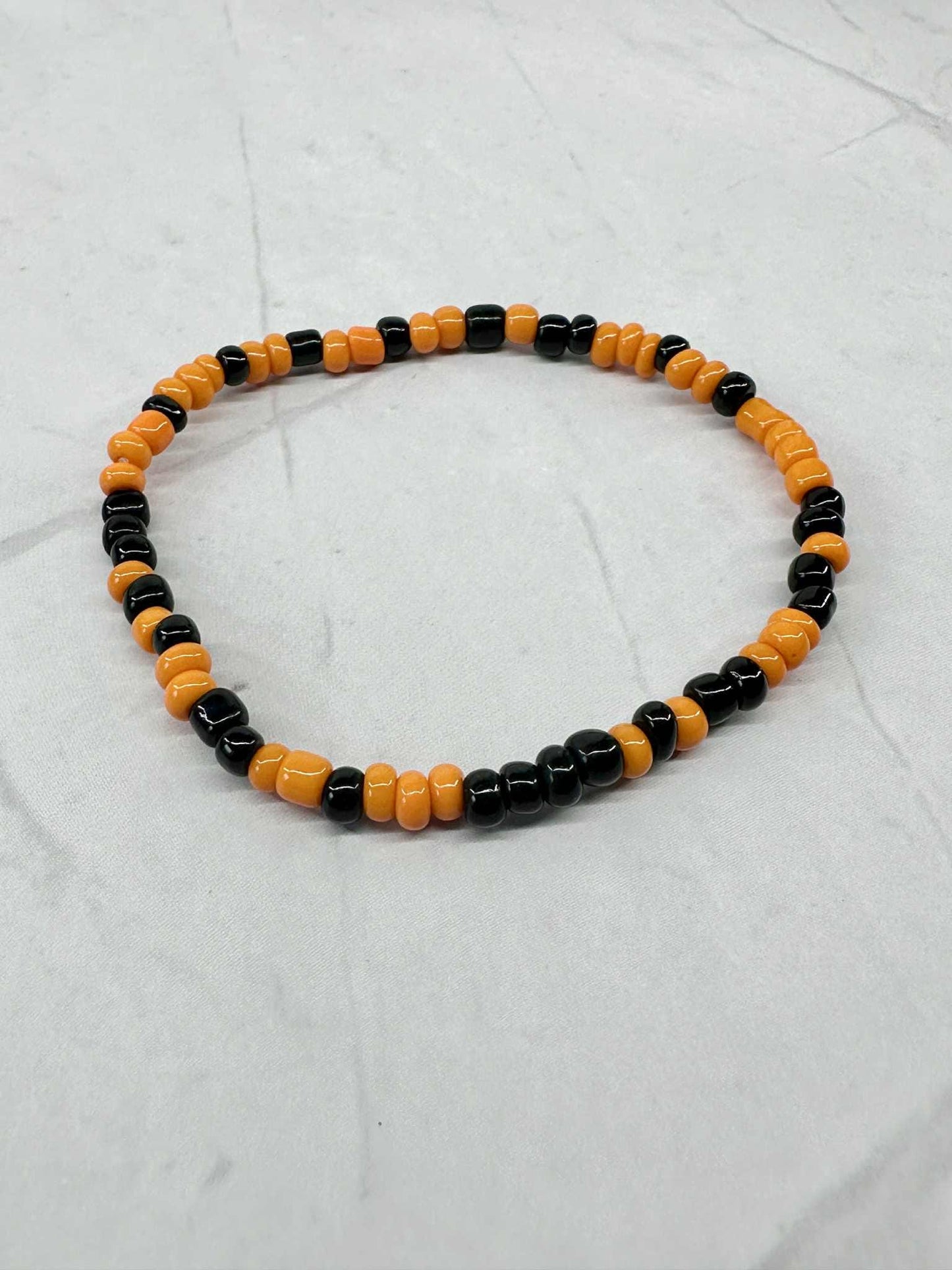 Single Strand Halloween Seed Bead Stretch Bracelet