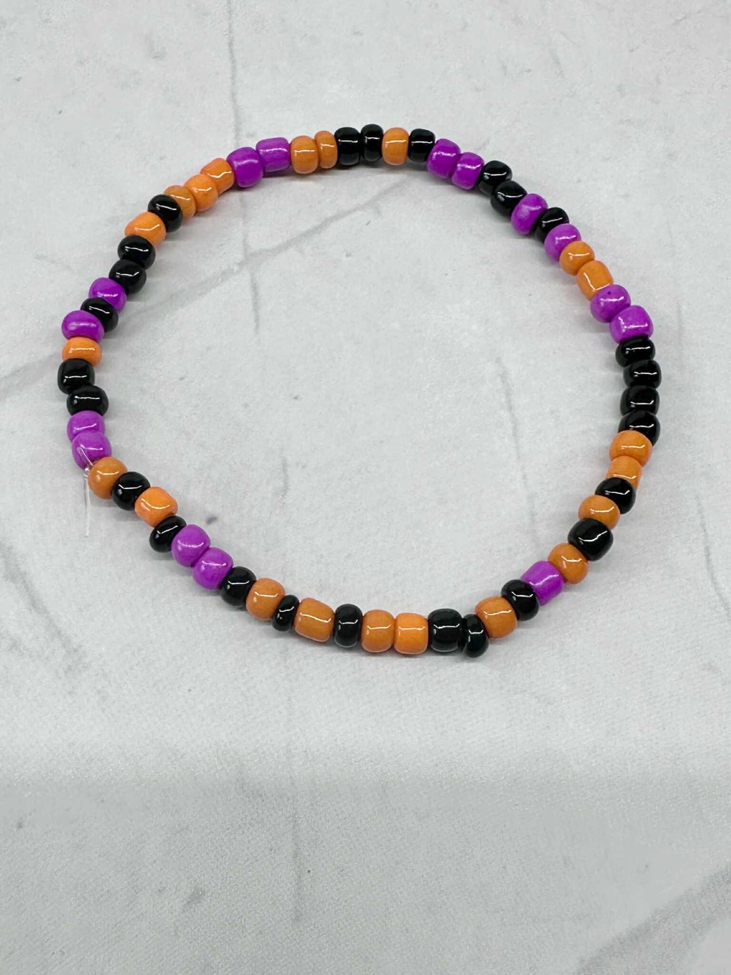 Single Strand Halloween Seed Bead Stretch Bracelet