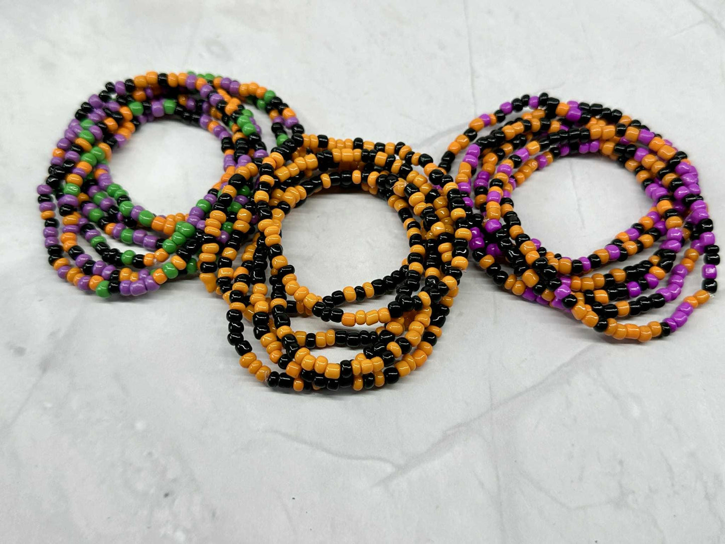 Single Strand Halloween Seed Bead Stretch Bracelet