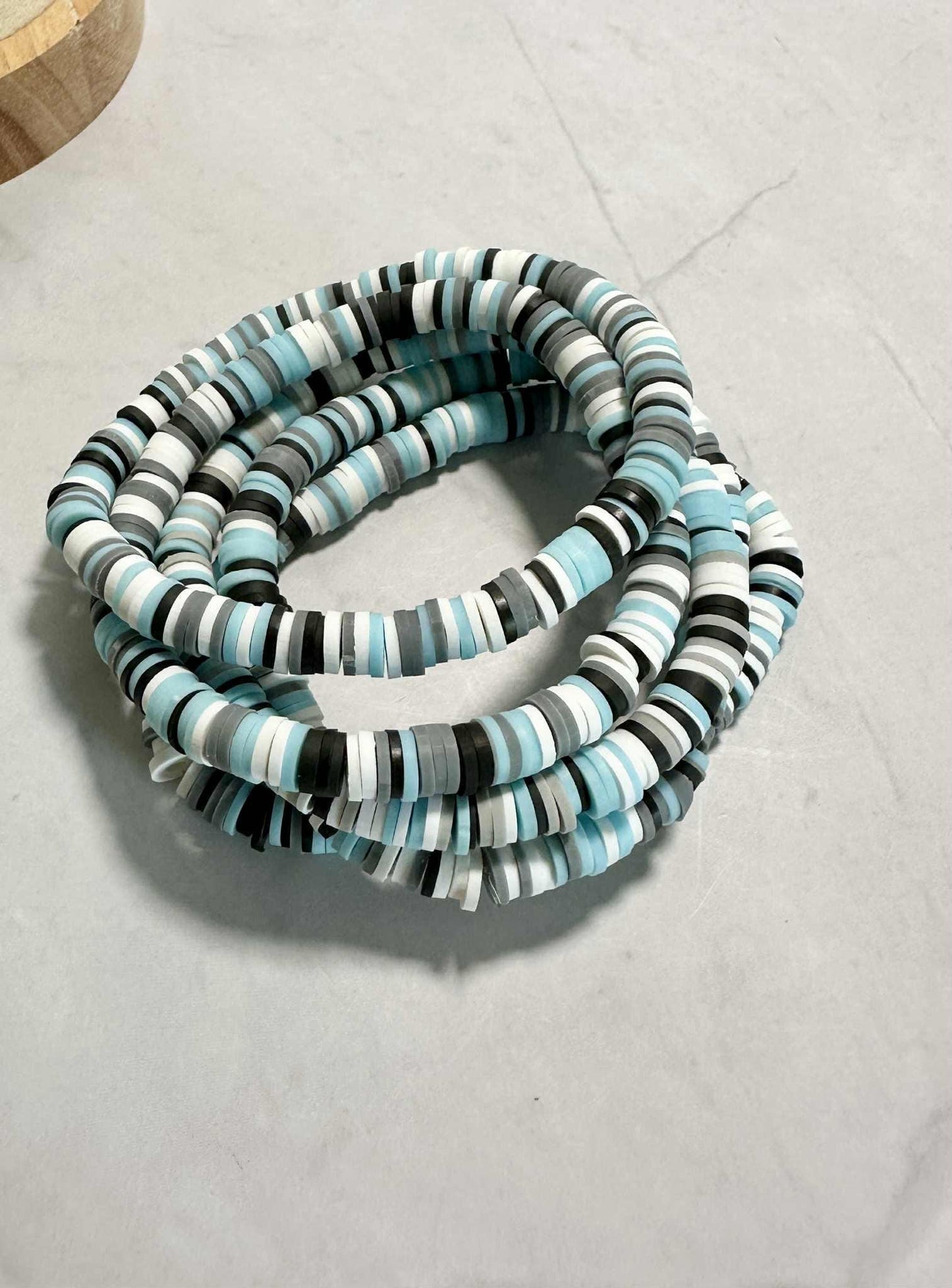 Single Strand Ocean Night Clay Beaded Bracelet
