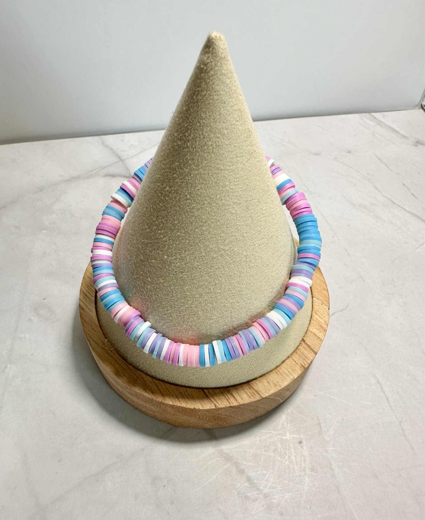 Single Strand Cotton Candy Clay Heishi Bead Bracelet