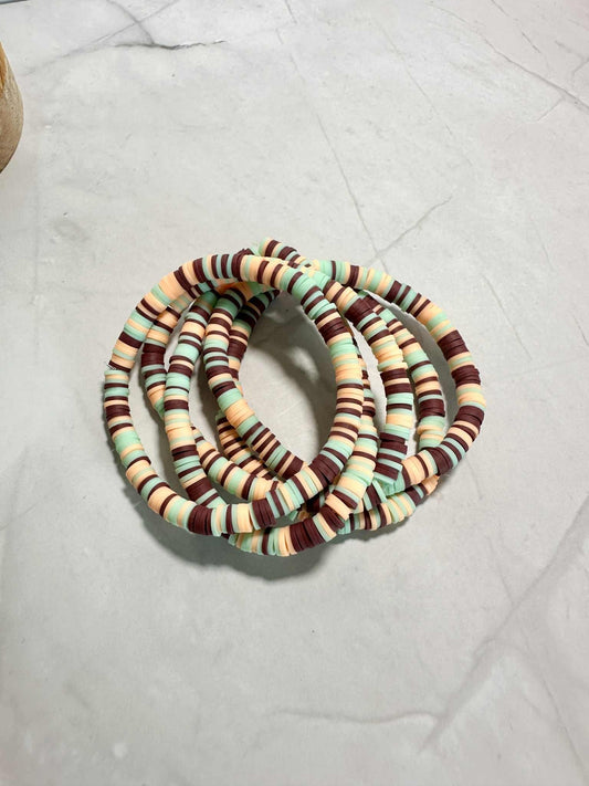 Single Strand Willow & Wine Clay Heishi Bead Bracelet