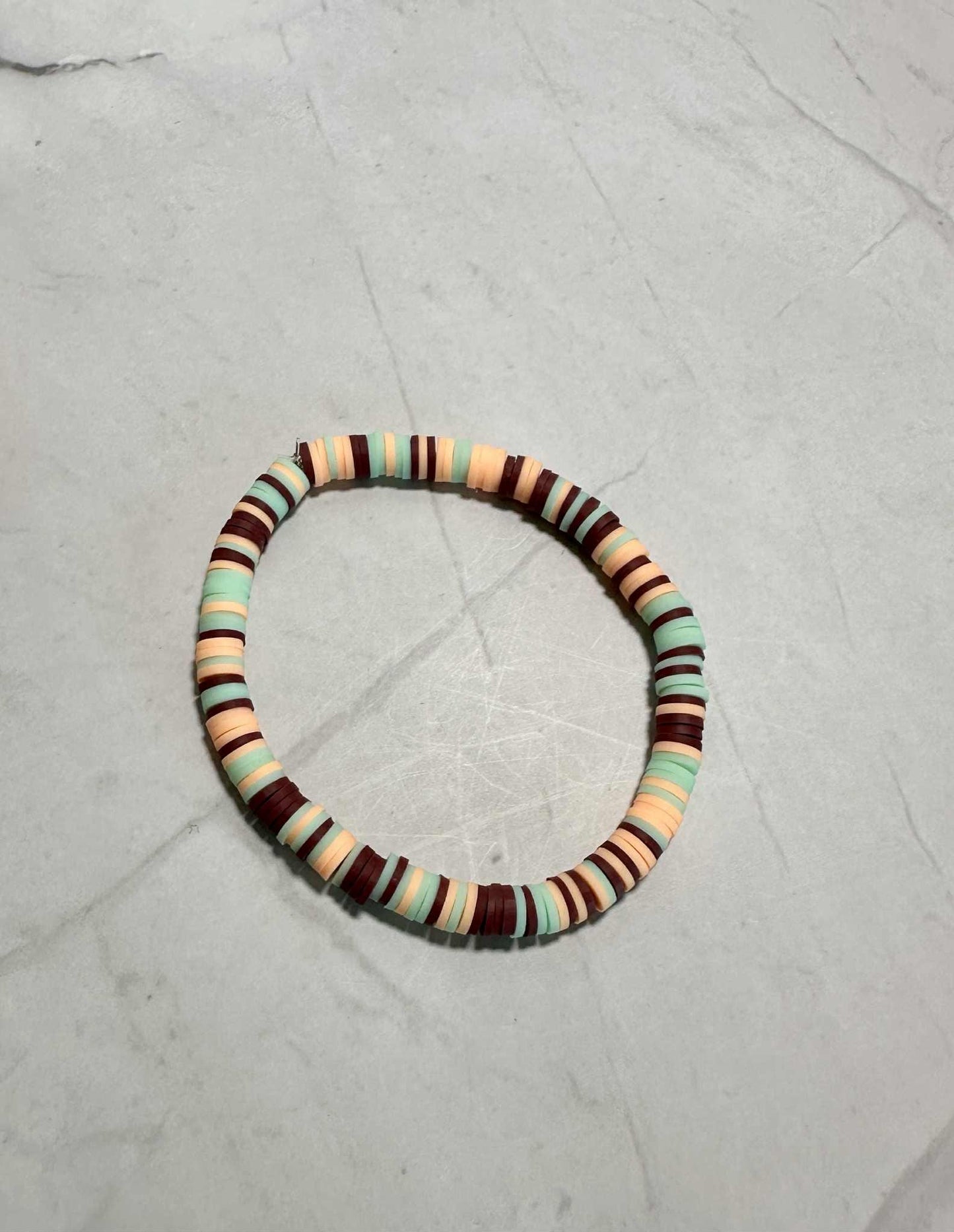 Single Strand Willow & Wine Clay Heishi Bead Bracelet