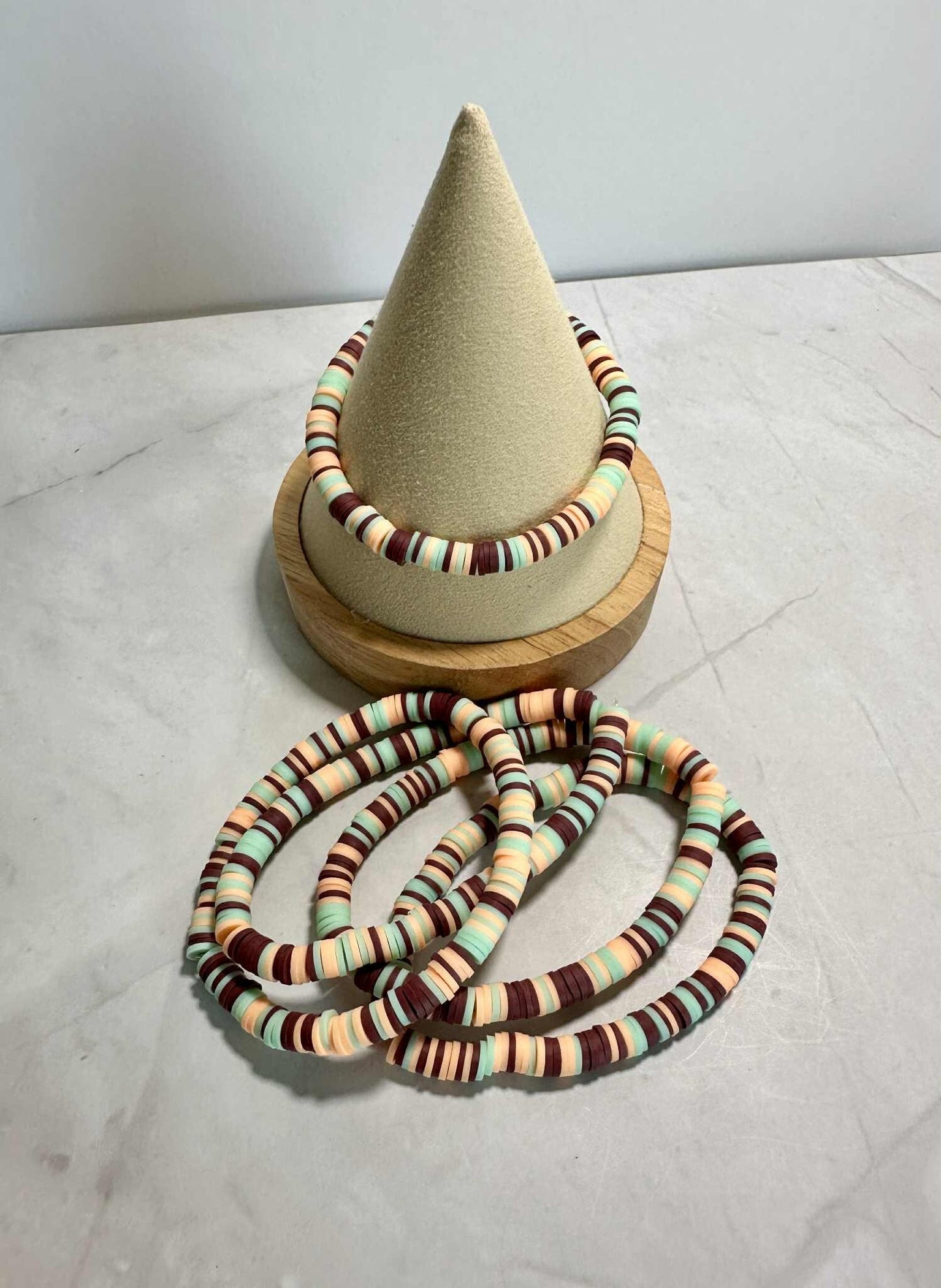 Single Strand Willow & Wine Clay Heishi Bead Bracelet