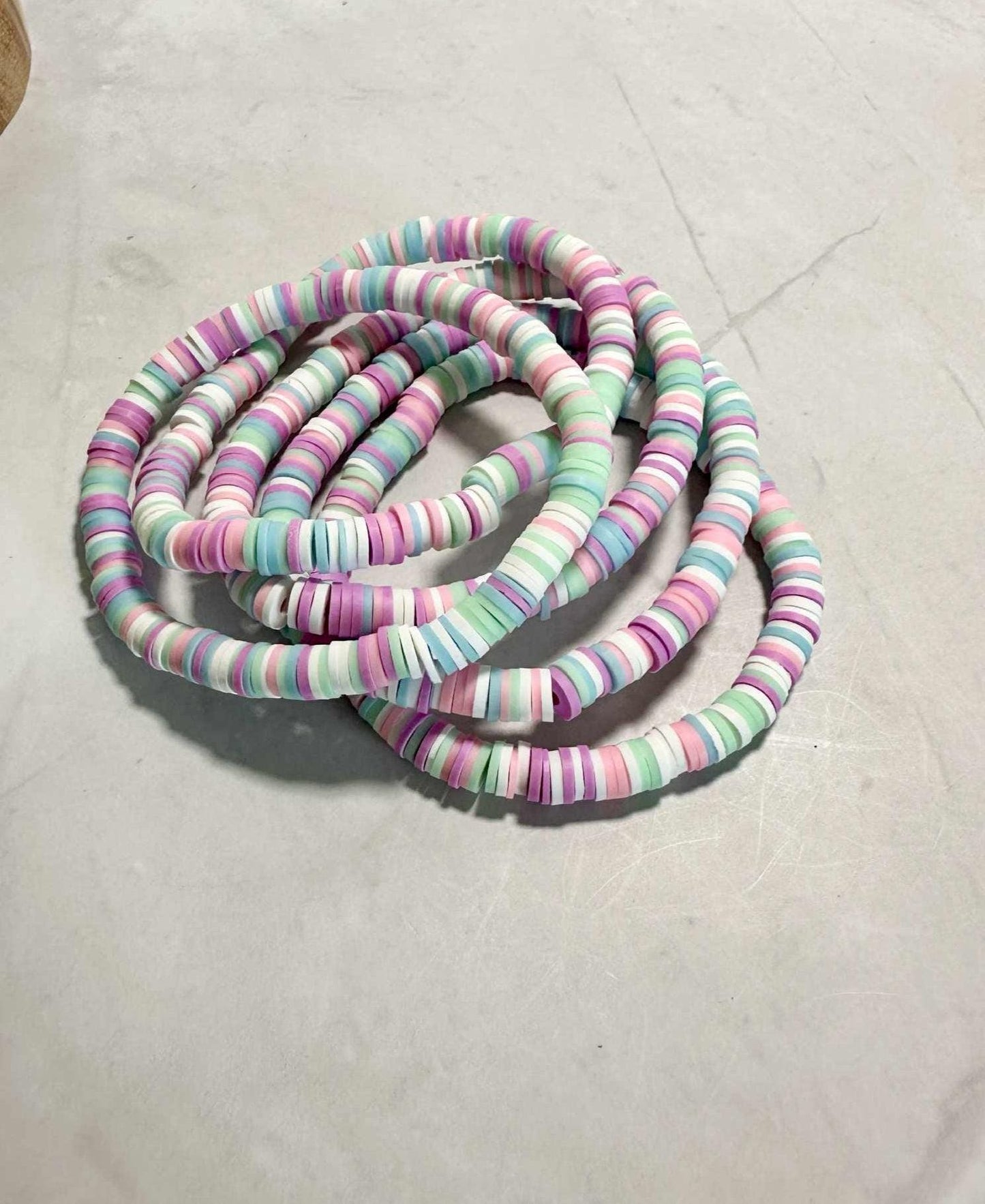 Single Strand Pastel Heishi Clay Beaded Bracelet