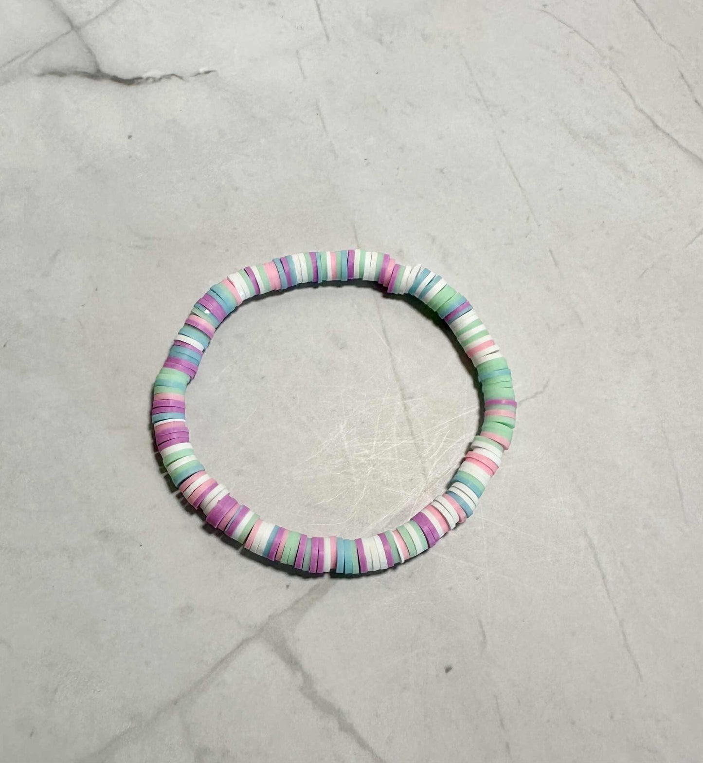 Single Strand Pastel Heishi Clay Beaded Bracelet