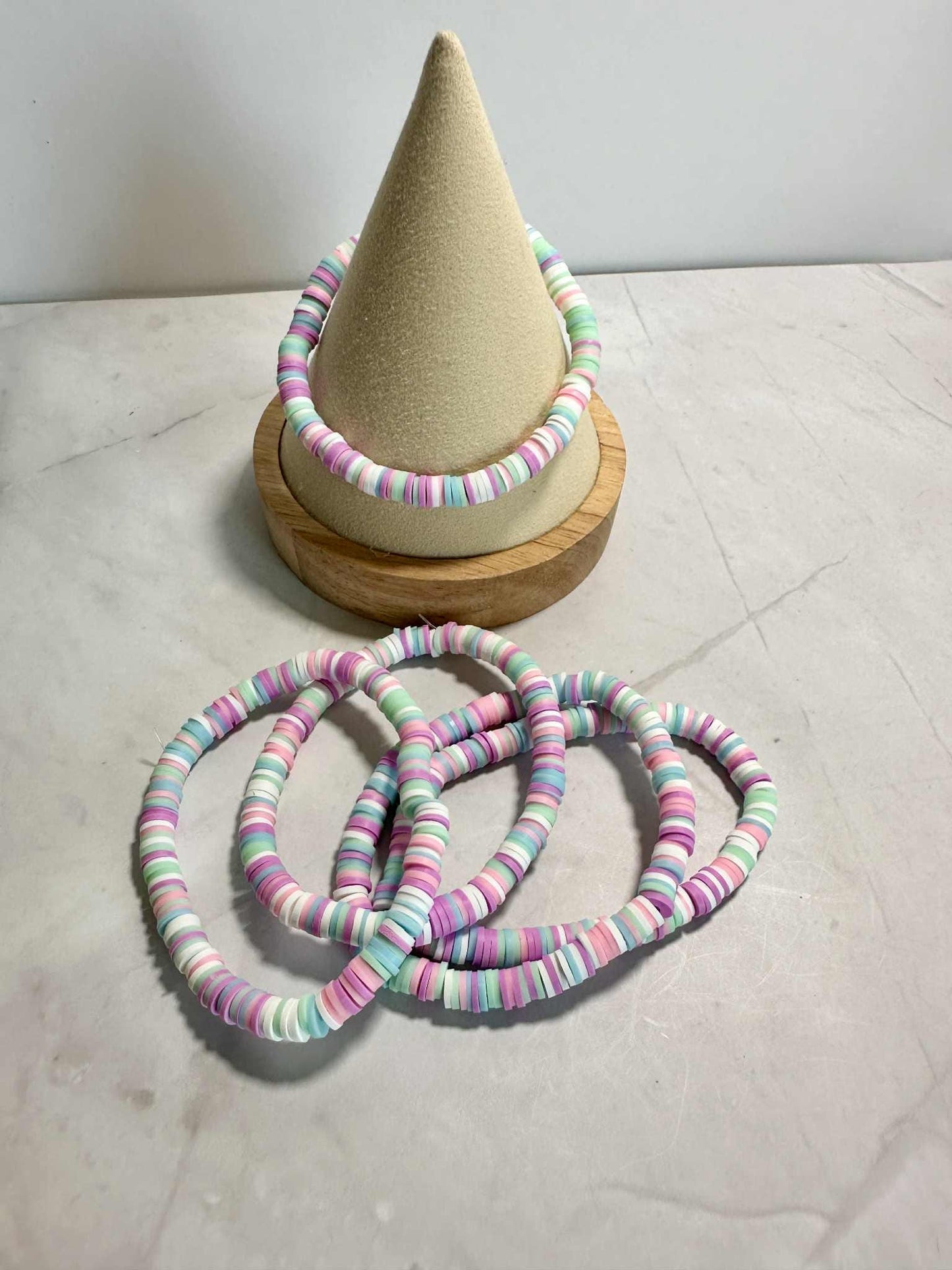 Single Strand Pastel Heishi Clay Beaded Bracelet