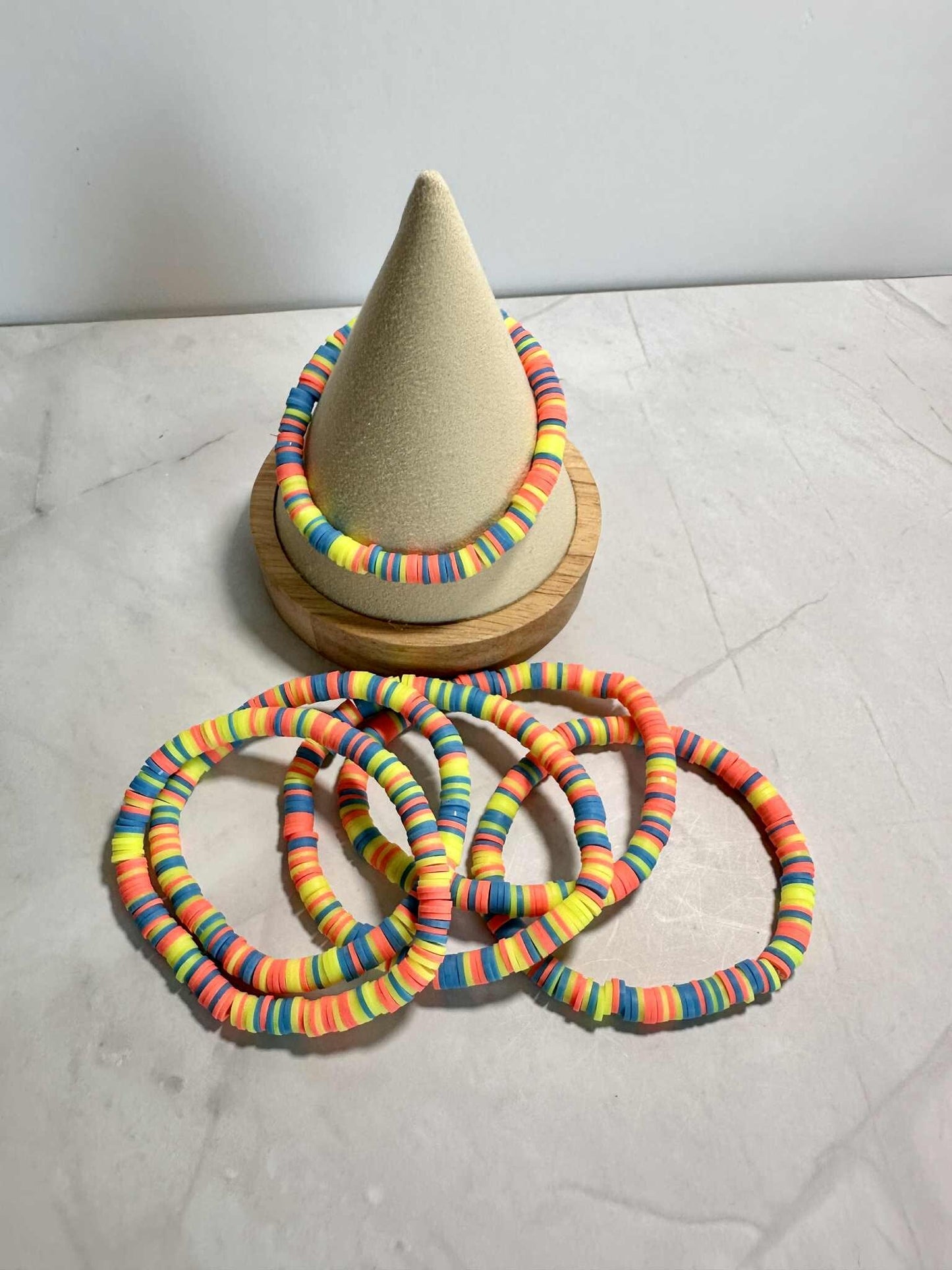 Single Strand Citrus Heishi Clay Beaded Bracelet