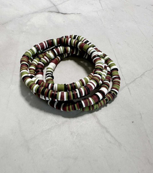 Single Strand Raven Leaf Clay Beaded Bracelet