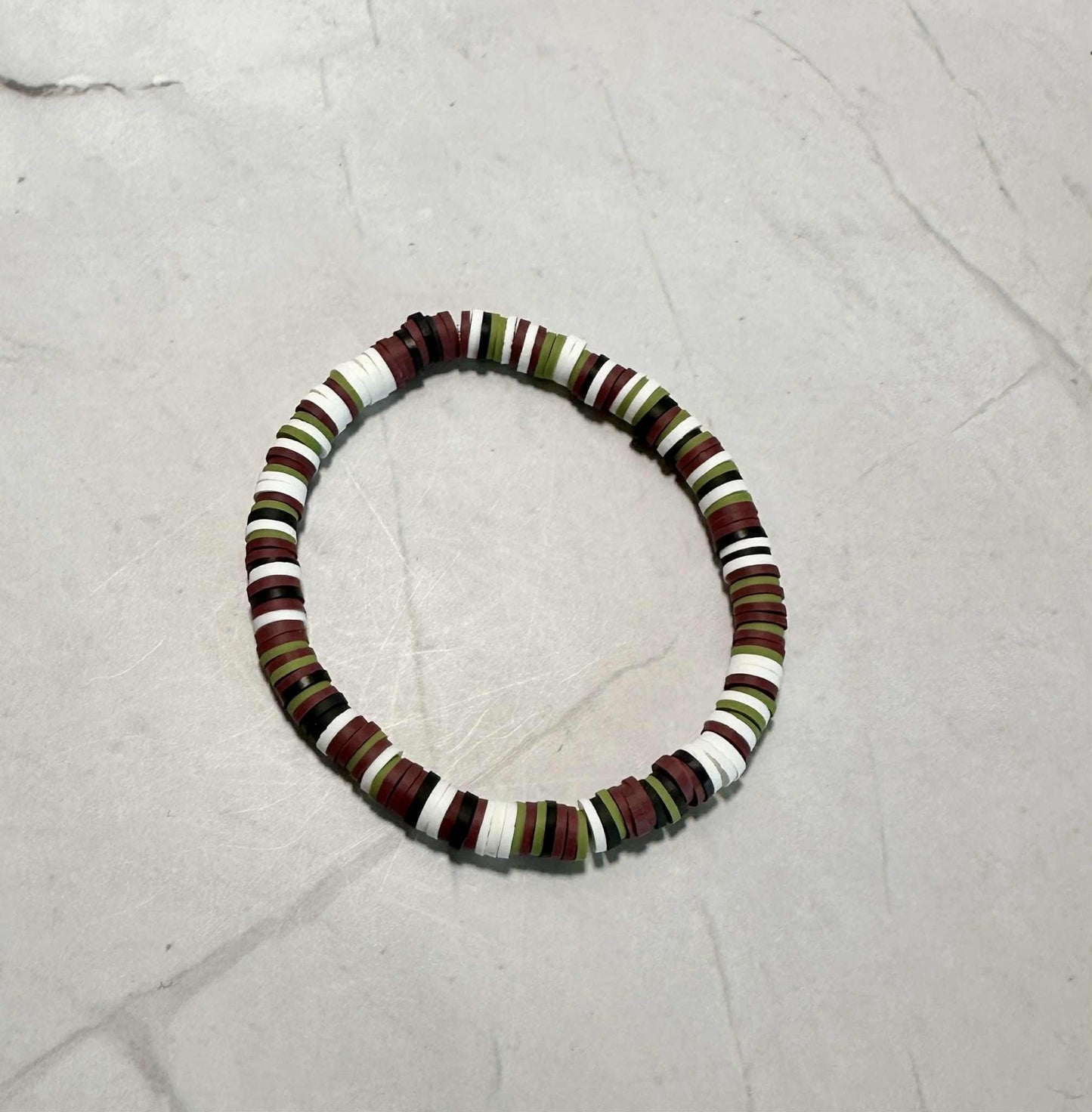 Single Strand Raven Leaf Clay Beaded Bracelet