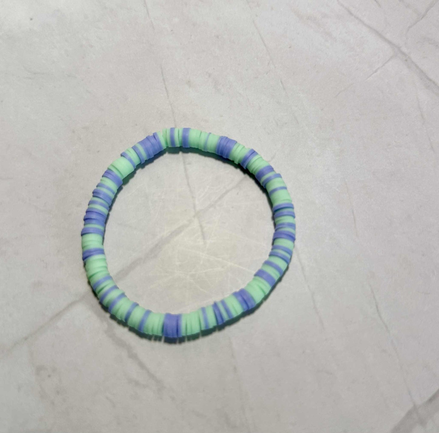 Single Strand Minted Lilac Clay Heishi Bead Bracelet