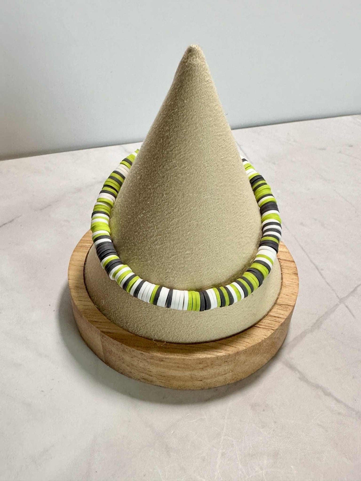 Single Strand Lime Heishi Clay Beaded Bracelet
