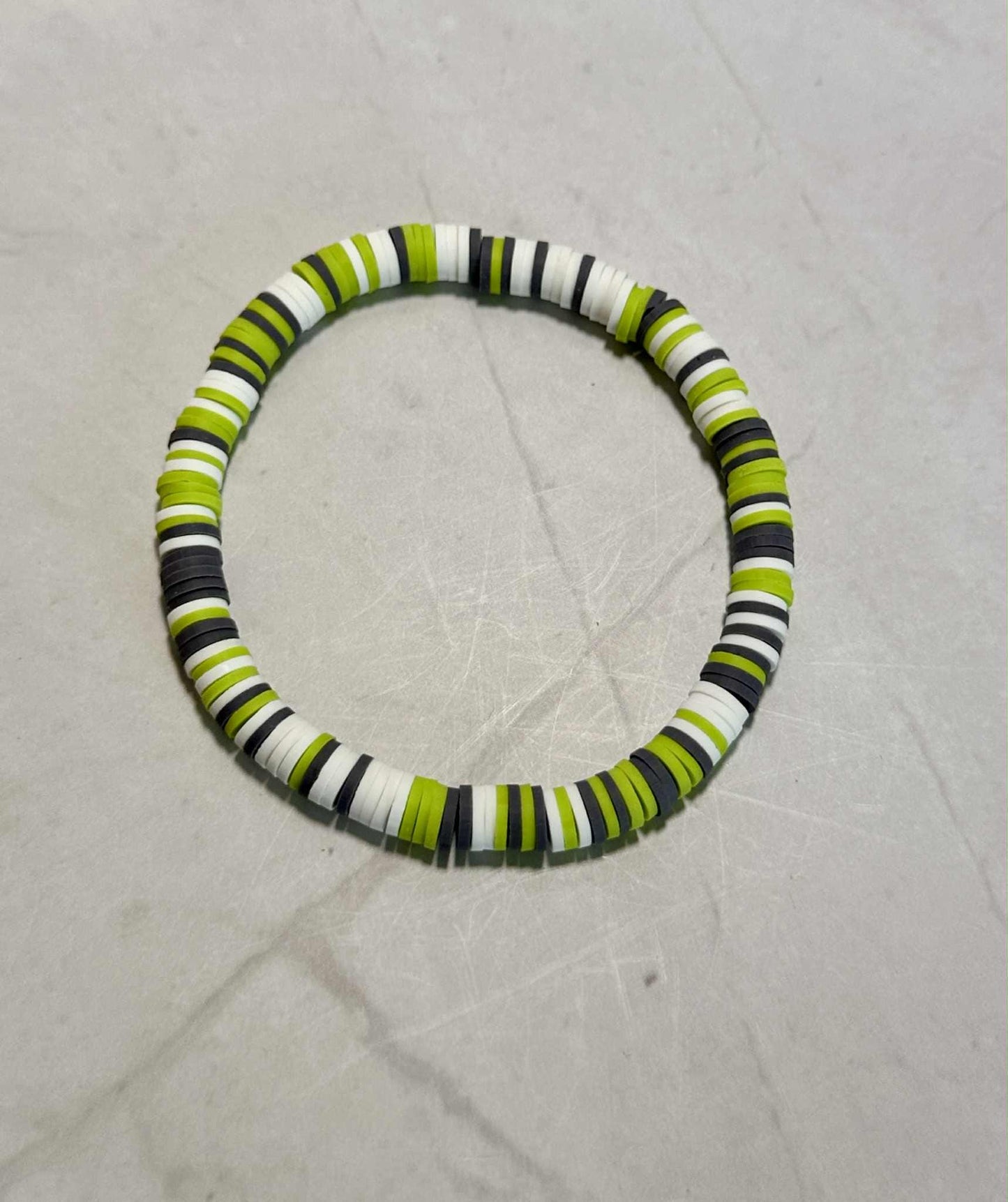 Single Strand Lime Heishi Clay Beaded Bracelet