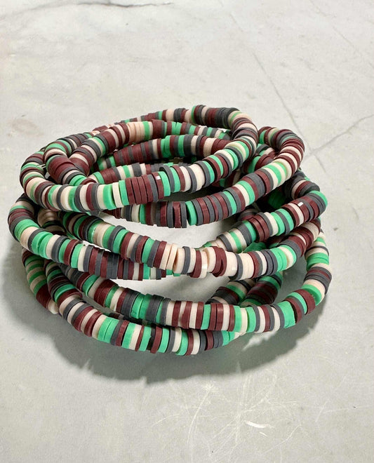 Single Strand Ivory Clay Heishi Bead Bracelet