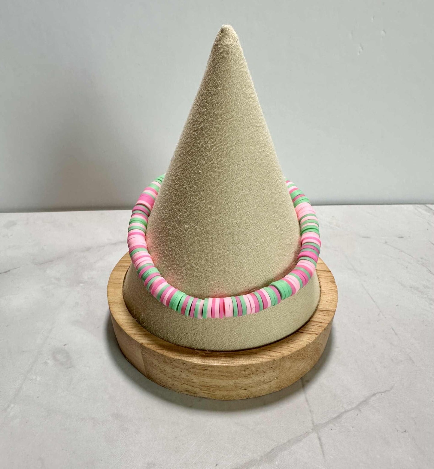 Single Strand Pink Heishi Clay Beaded Bracelet