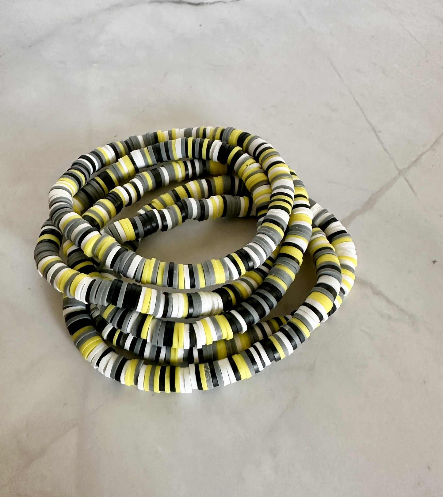 Single Strand Steel Sunflower Clay Beaded Bracelet