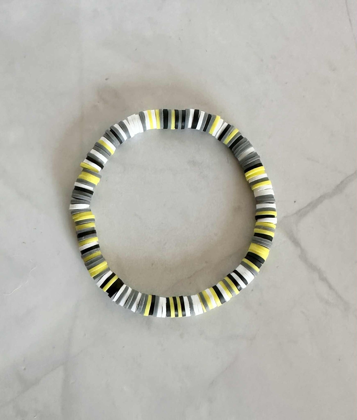 Single Strand Steel Sunflower Clay Beaded Bracelet