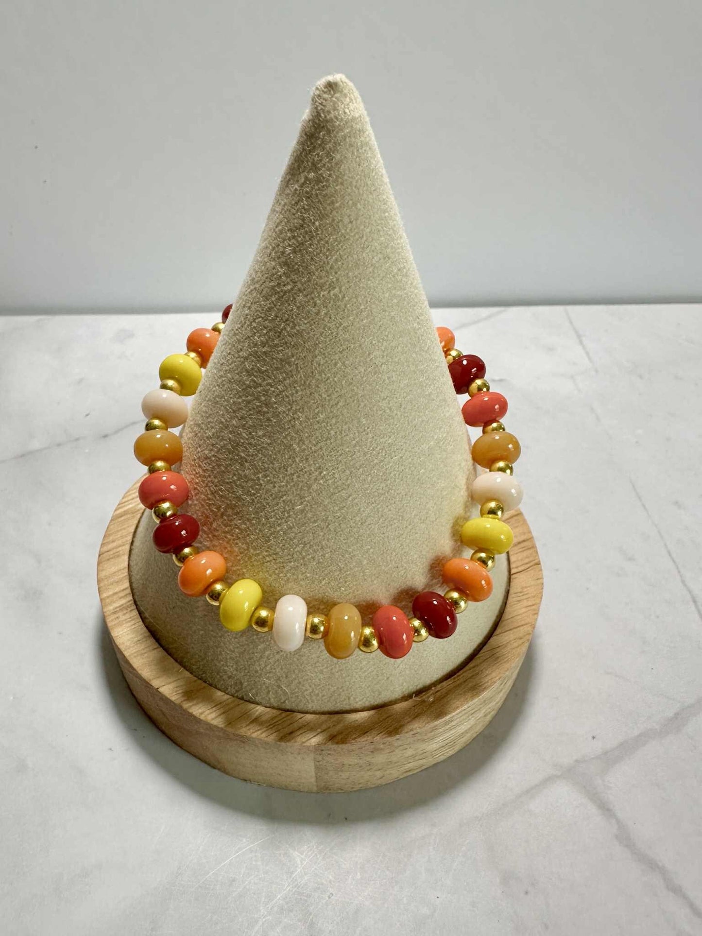 Fall Harvest Glass Beaded Stretch Bracelet: Autumn Colors