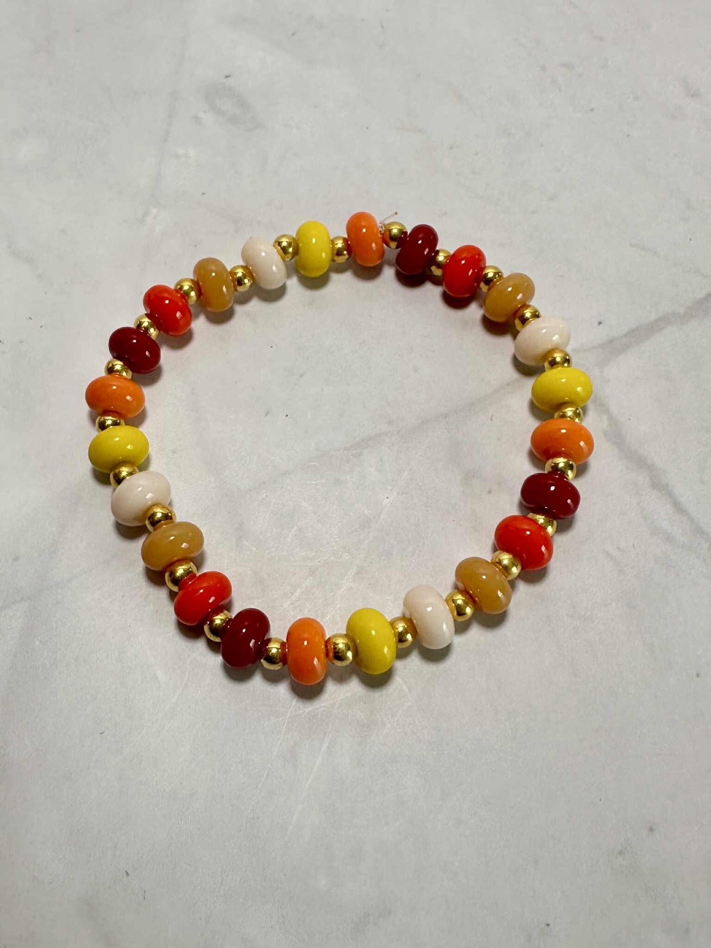 Fall Harvest Glass Beaded Stretch Bracelet: Autumn Colors