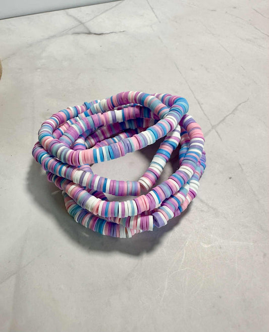 Single Strand Cotton Candy Clay Heishi Bead Bracelet