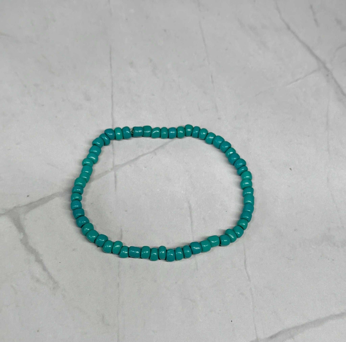 Single Strand Turquoise Seed Bead Stretch Bracelet