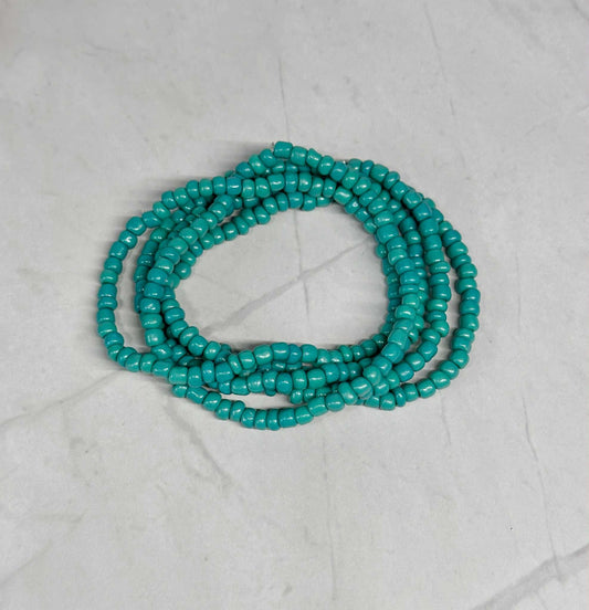 Single Strand Turquoise Seed Bead Stretch Bracelet