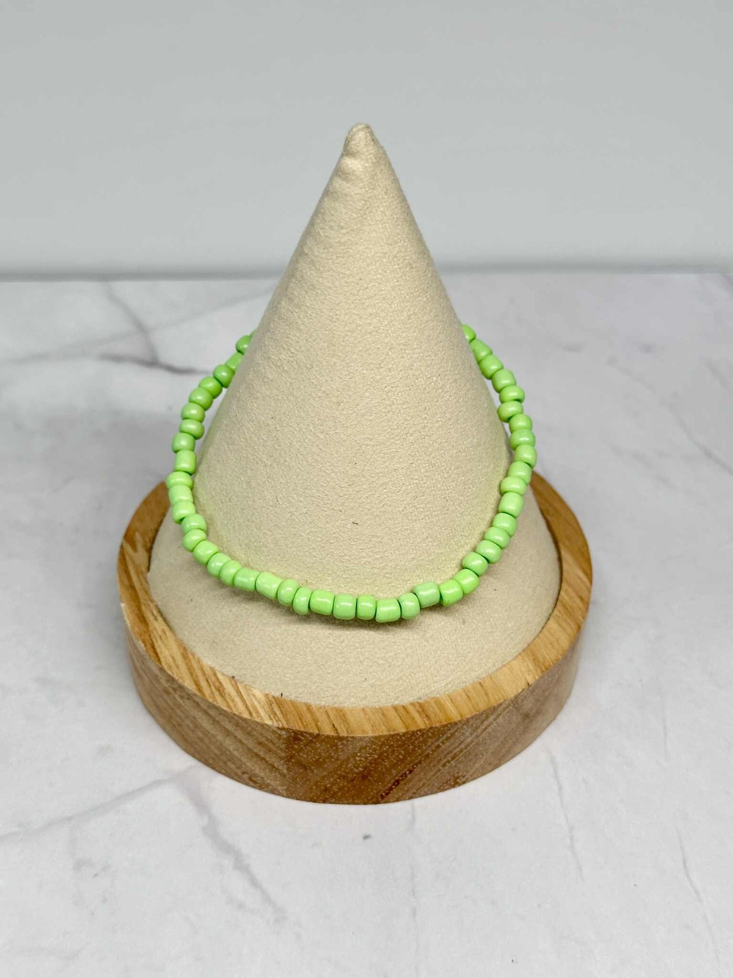 Single Strand Neon Green Seed Bead Bracelet