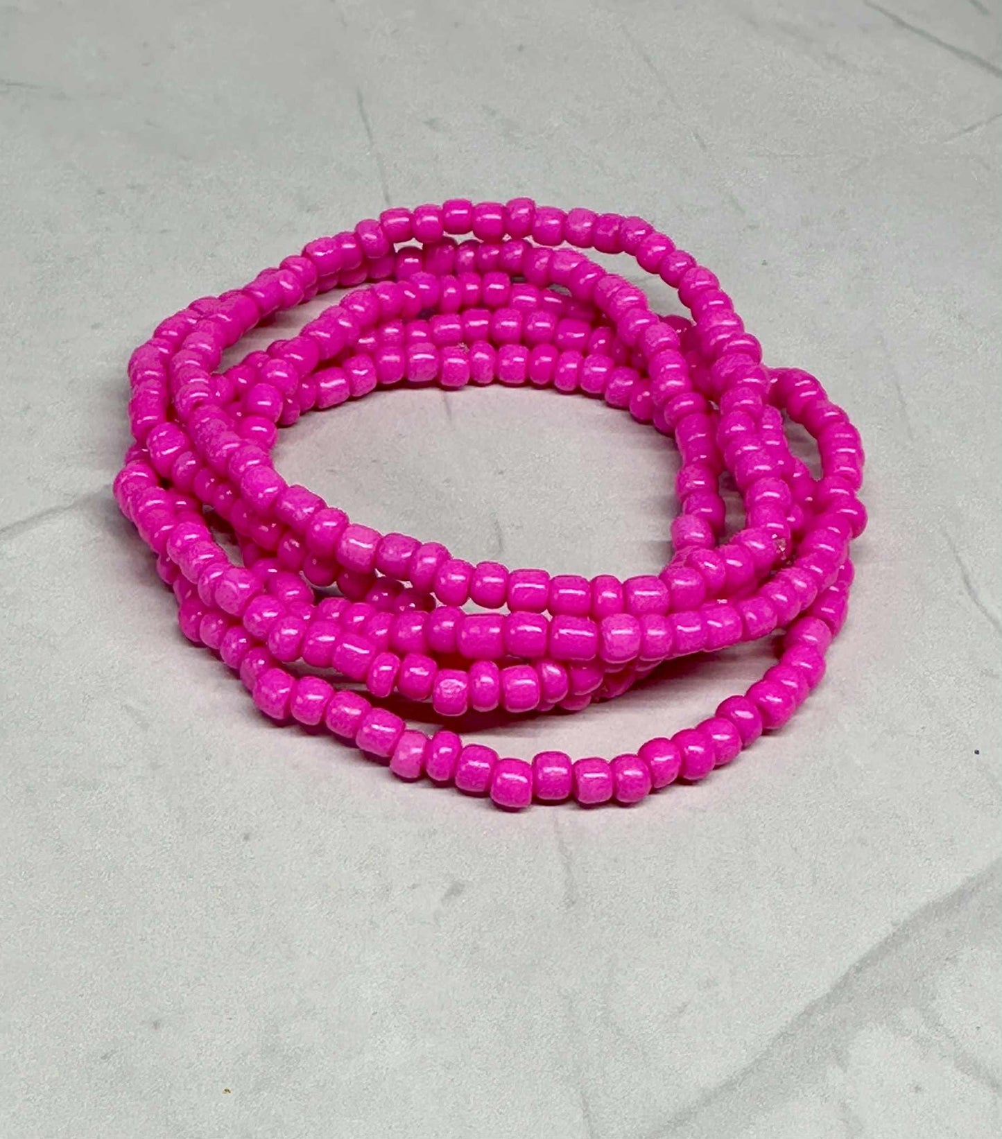 Single Strand Neon Pink Seed Bead Stretch Bracelet