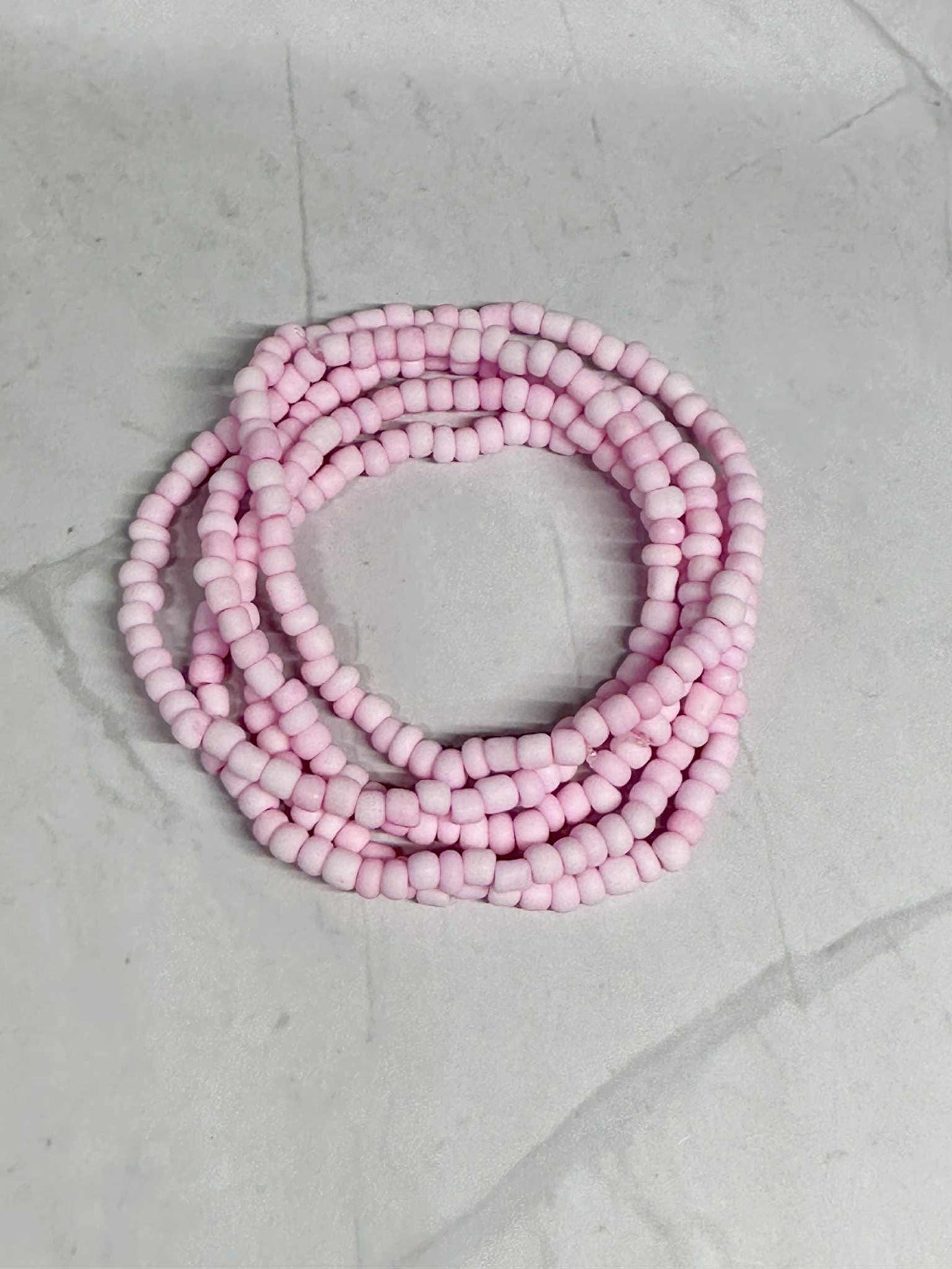 Single Strand Pink Matte Seed Bead Stretch Bracelet